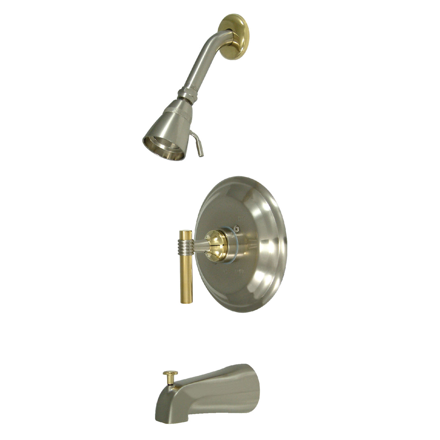 Elements of Design EB2639ML Tub and Shower Faucet, Brushed Nickel/Polished Brass