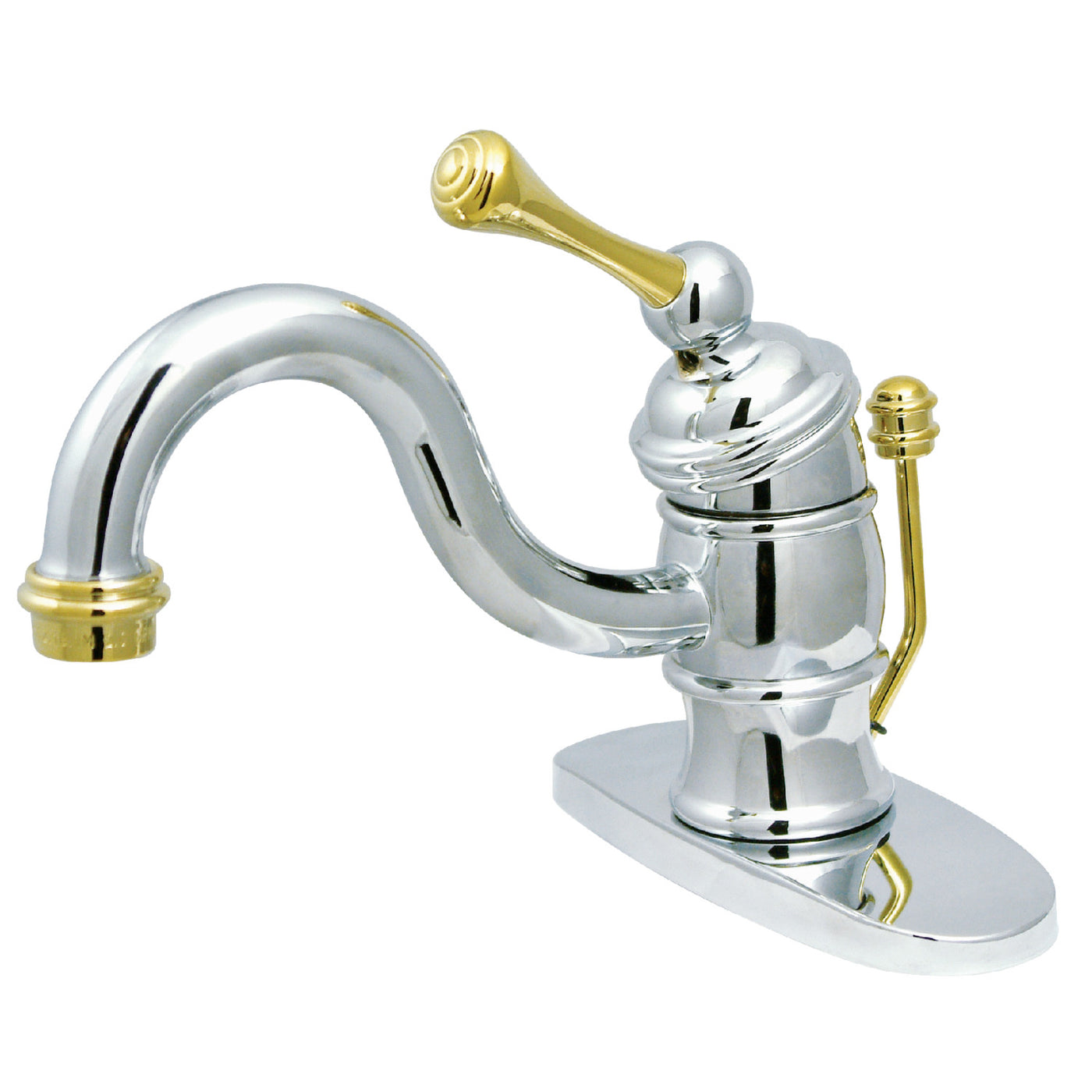 Elements of Design EB3404BL Single-Handle Bathroom Faucet with Pop-Up Drain, Polished Chrome/Polished Brass
