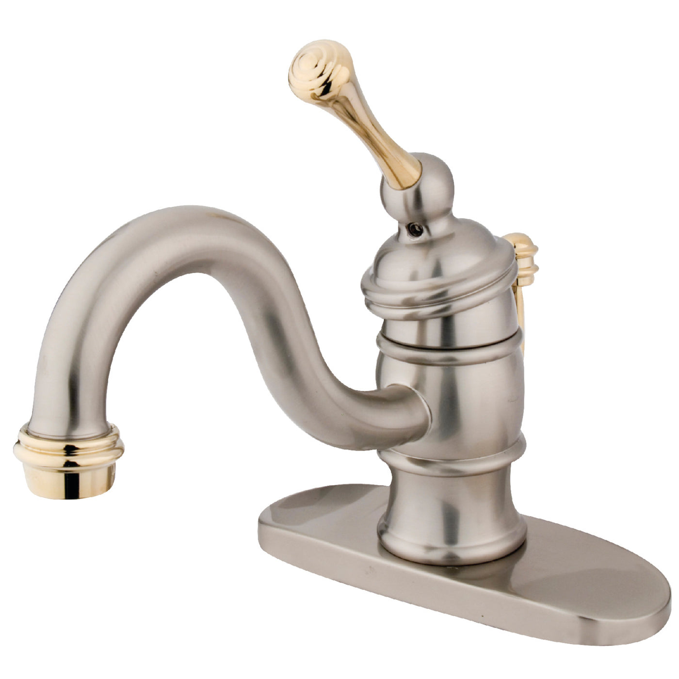 Elements of Design EB3409BL Single-Handle Bathroom Faucet with Pop-Up Drain, Brushed Nickel/Polished Brass
