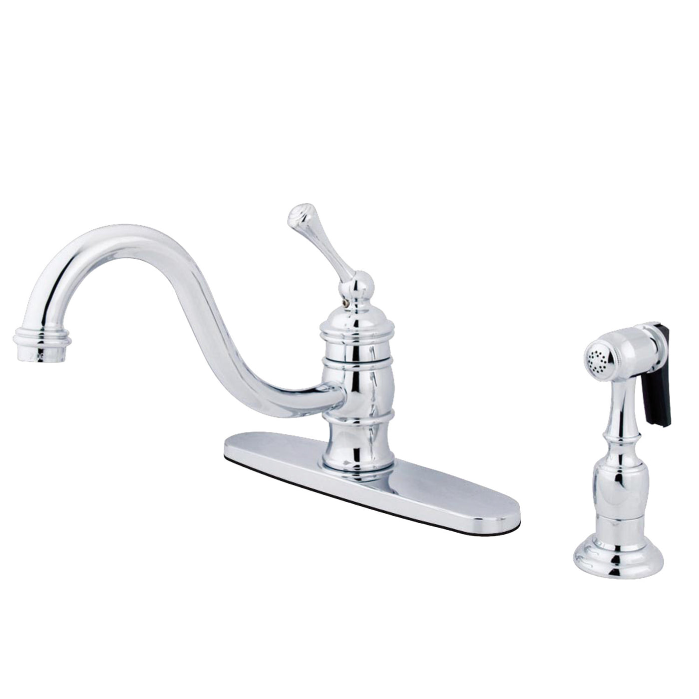 Elements of Design EB3571BLBS Single-Handle Kitchen Faucet with Brass Sprayer, Polished Chrome