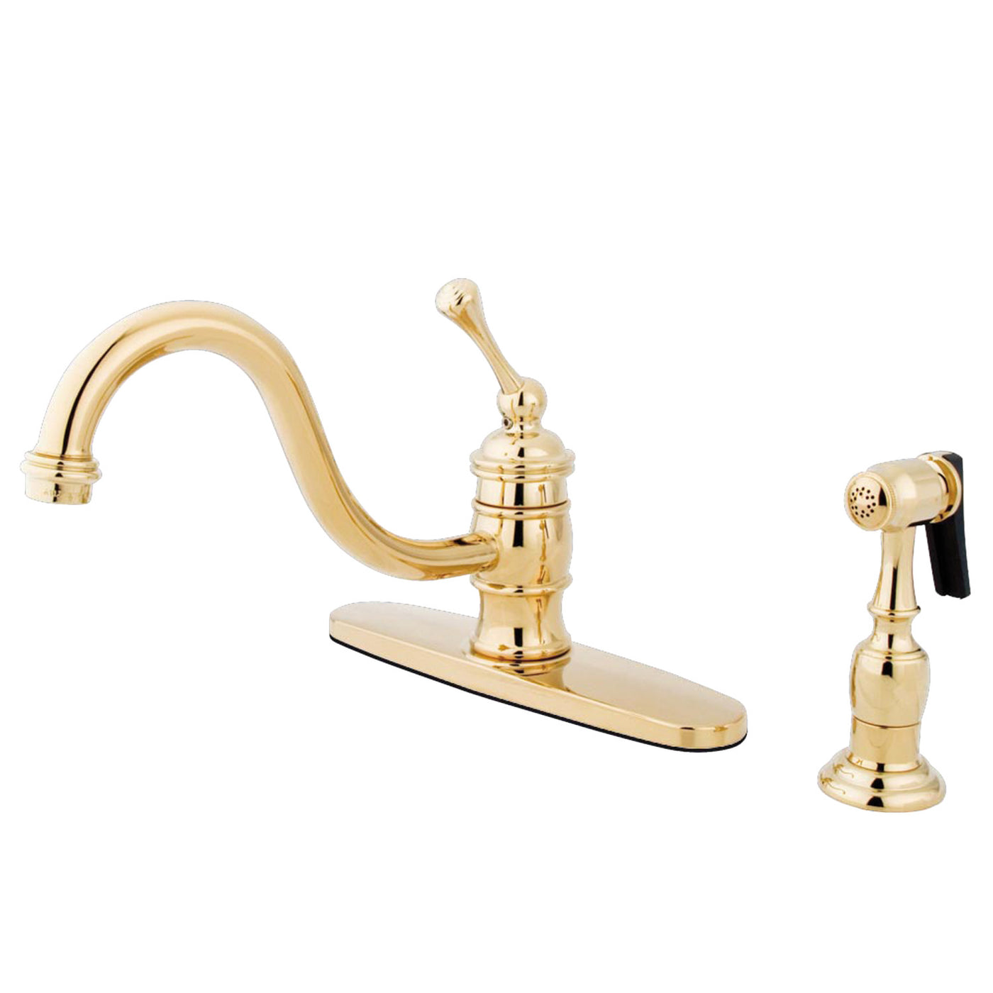 Elements of Design EB3572BLBS Single-Handle Kitchen Faucet with Brass Sprayer, Polished Brass