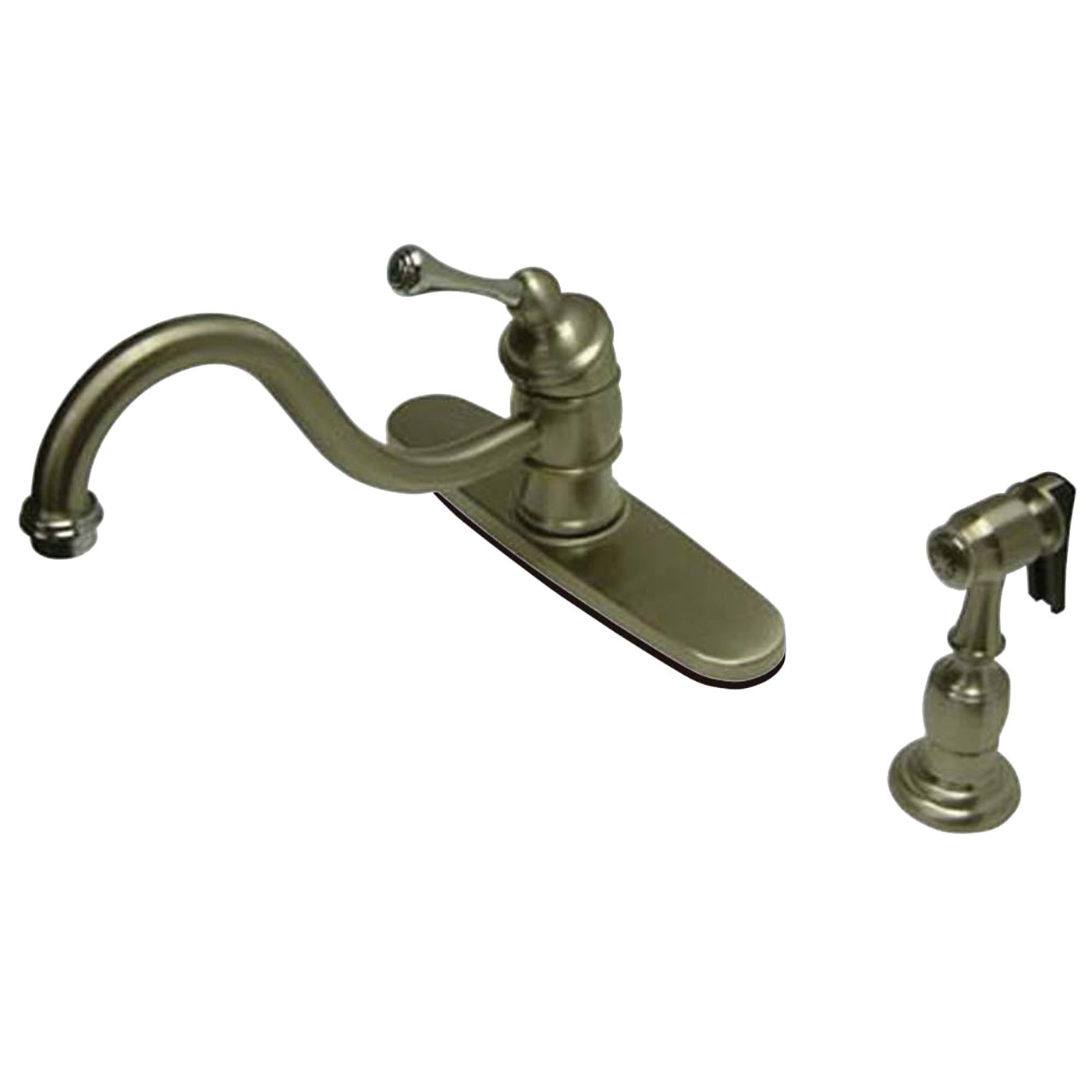 Elements of Design EB3577BLBS Single-Handle Kitchen Faucet with Brass Sprayer, Brushed Nickel/Polished Chrome