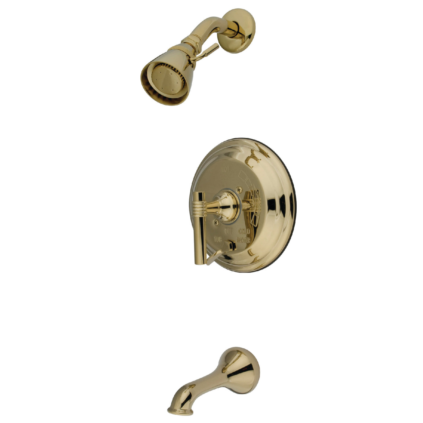 Elements of Design EB36320ML Tub and Shower Faucet with Diverter Valve and Ml Handle, Polished Brass