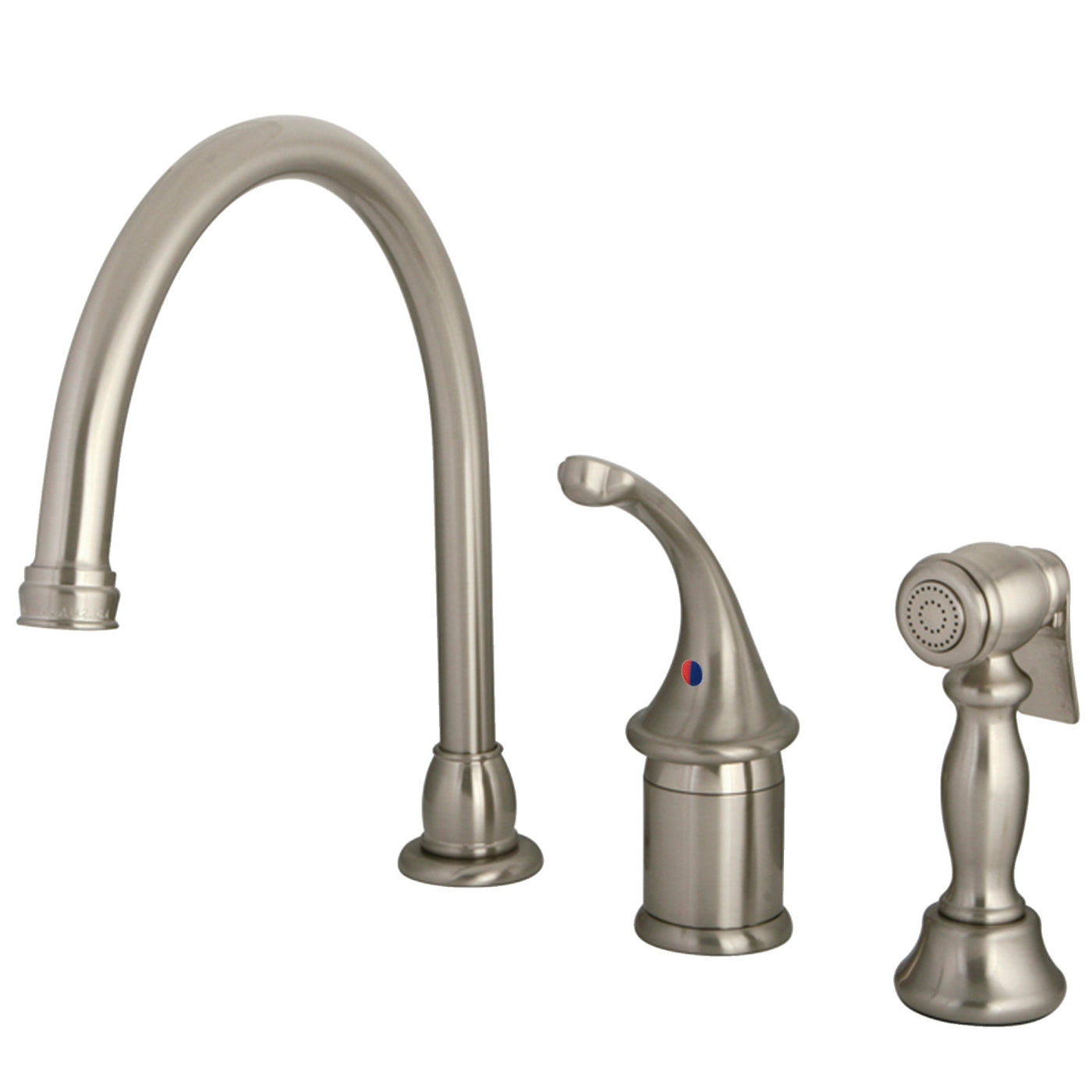 Elements of Design EB3818GLBS Single-Handle Widespread Kitchen Faucet with Brass Sprayer, Brushed Nickel