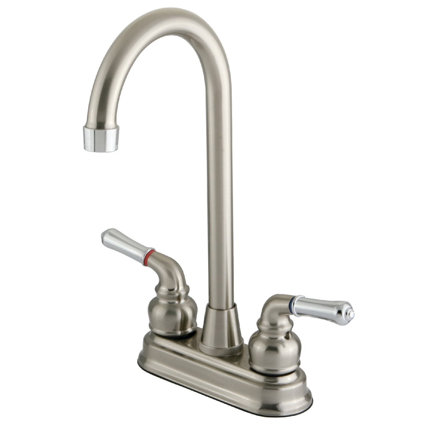 Elements of Design EB497 Two-Handle 4-Inch Centerset Bar Faucet, Brushed Nickel/Polished Chrome
