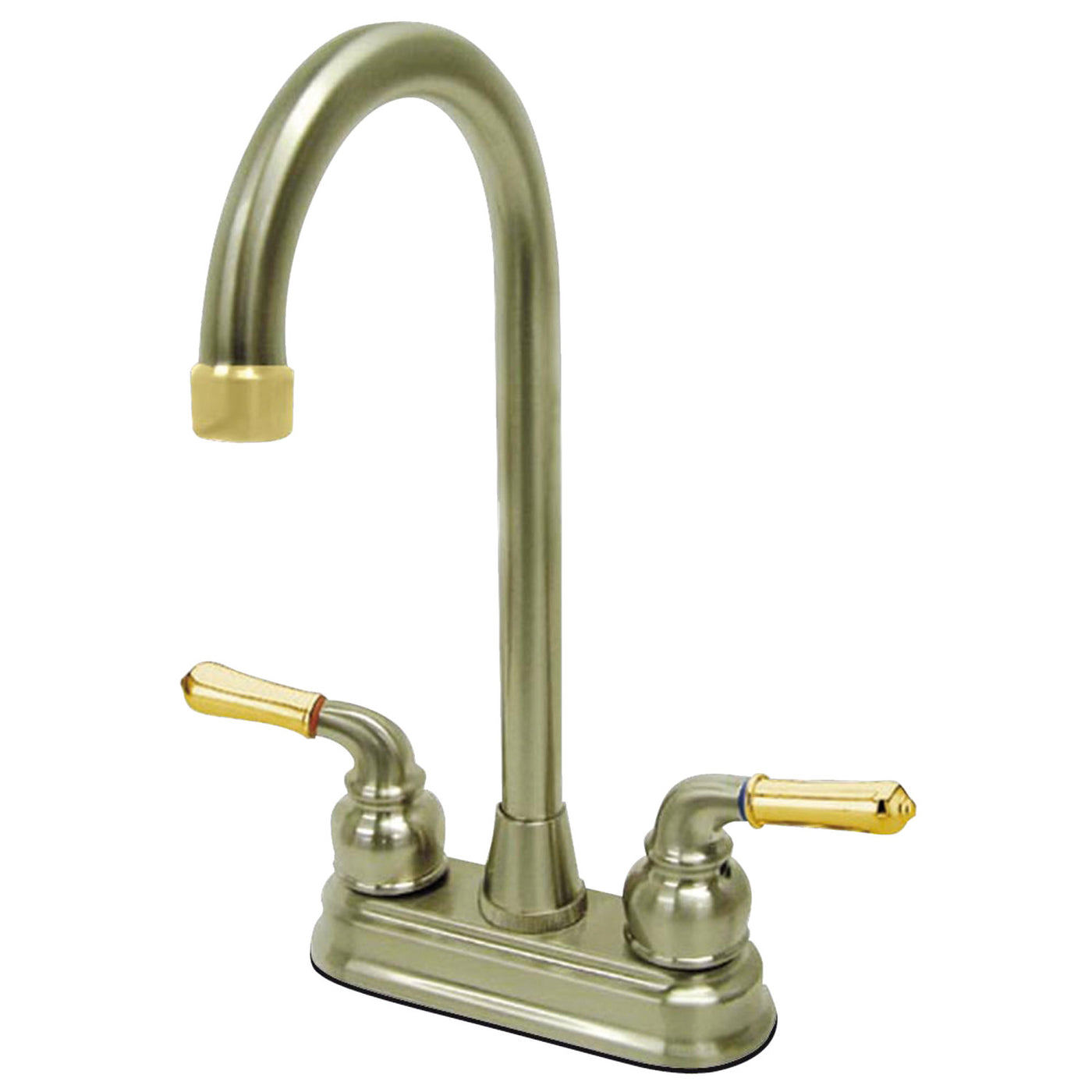 Elements of Design EB499 Two-Handle 4-Inch Centerset Bar Faucet, Brushed Nickel/Polished Brass