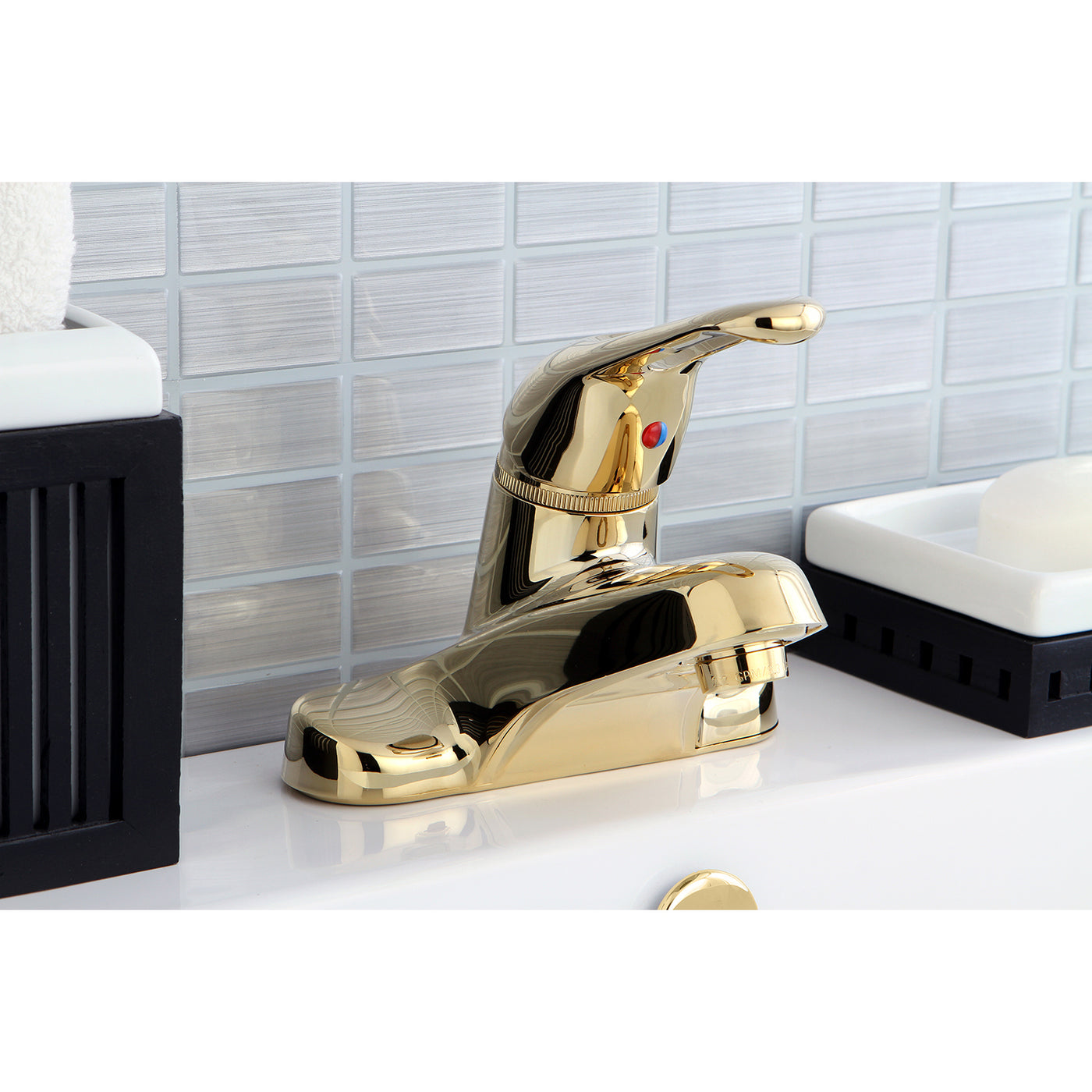 Elements of Design EB512B Single-Handle 4" Centerset Bathroom Faucet with Brass Pop-Up, Polished Brass