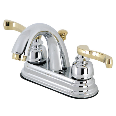 Elements of Design EB5614FL 4-Inch Centerset Bathroom Faucet with Retail Pop-Up, Polished Chrome/Polished Brass