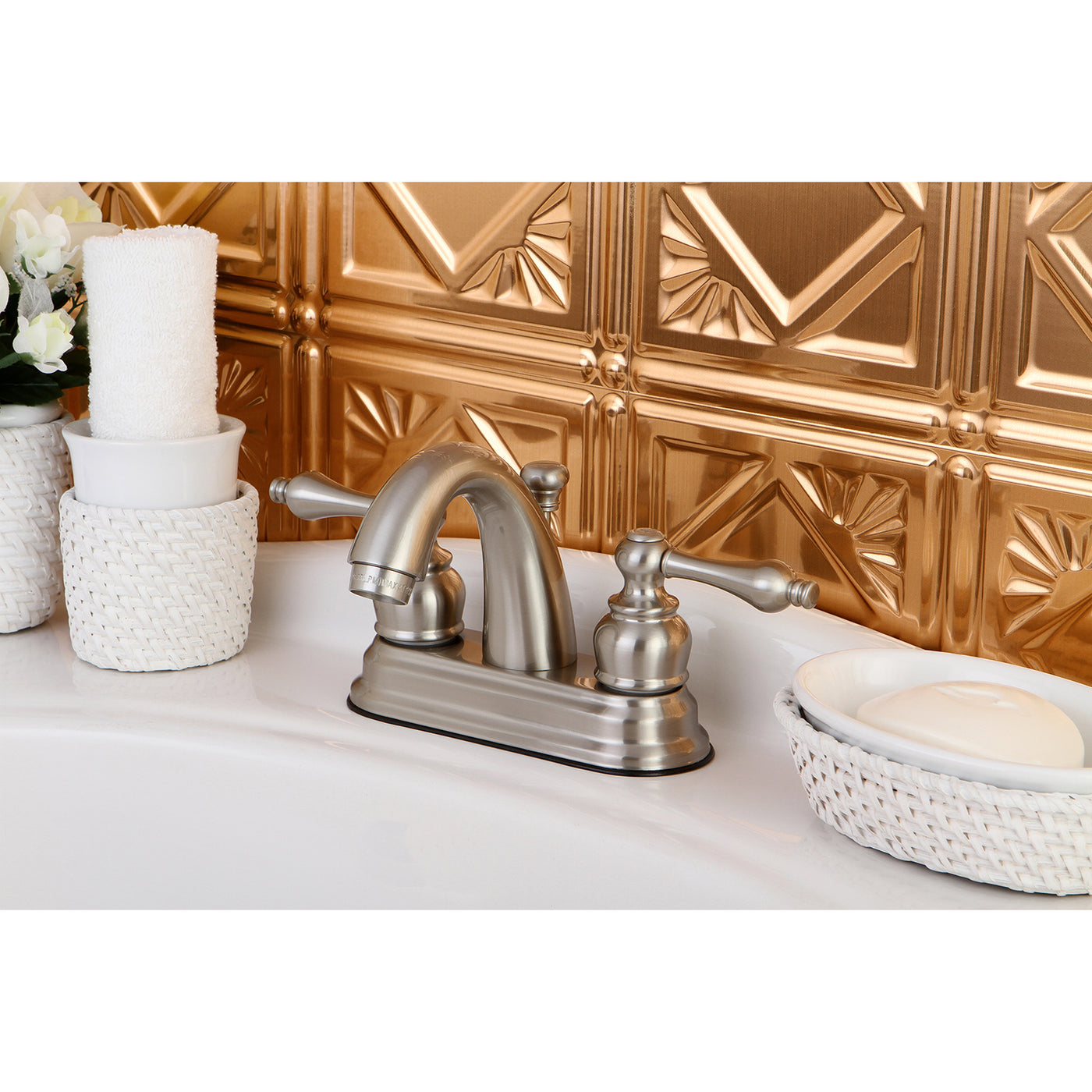 Elements of Design EB5618AL 4-Inch Centerset Bathroom Faucet, Brushed Nickel