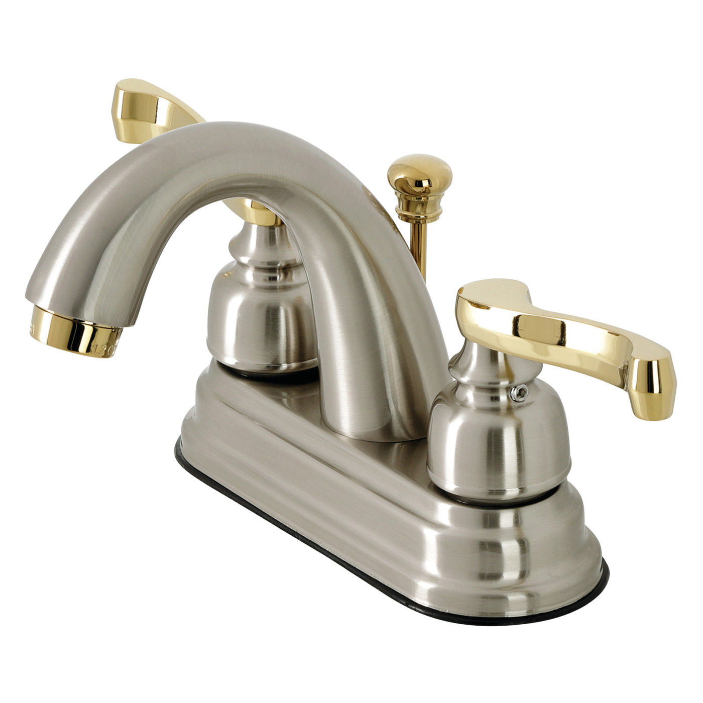 Elements of Design EB5619FL 4-Inch Centerset Bathroom Faucet with Retail Pop-Up, Brushed Nickel/Polished Brass