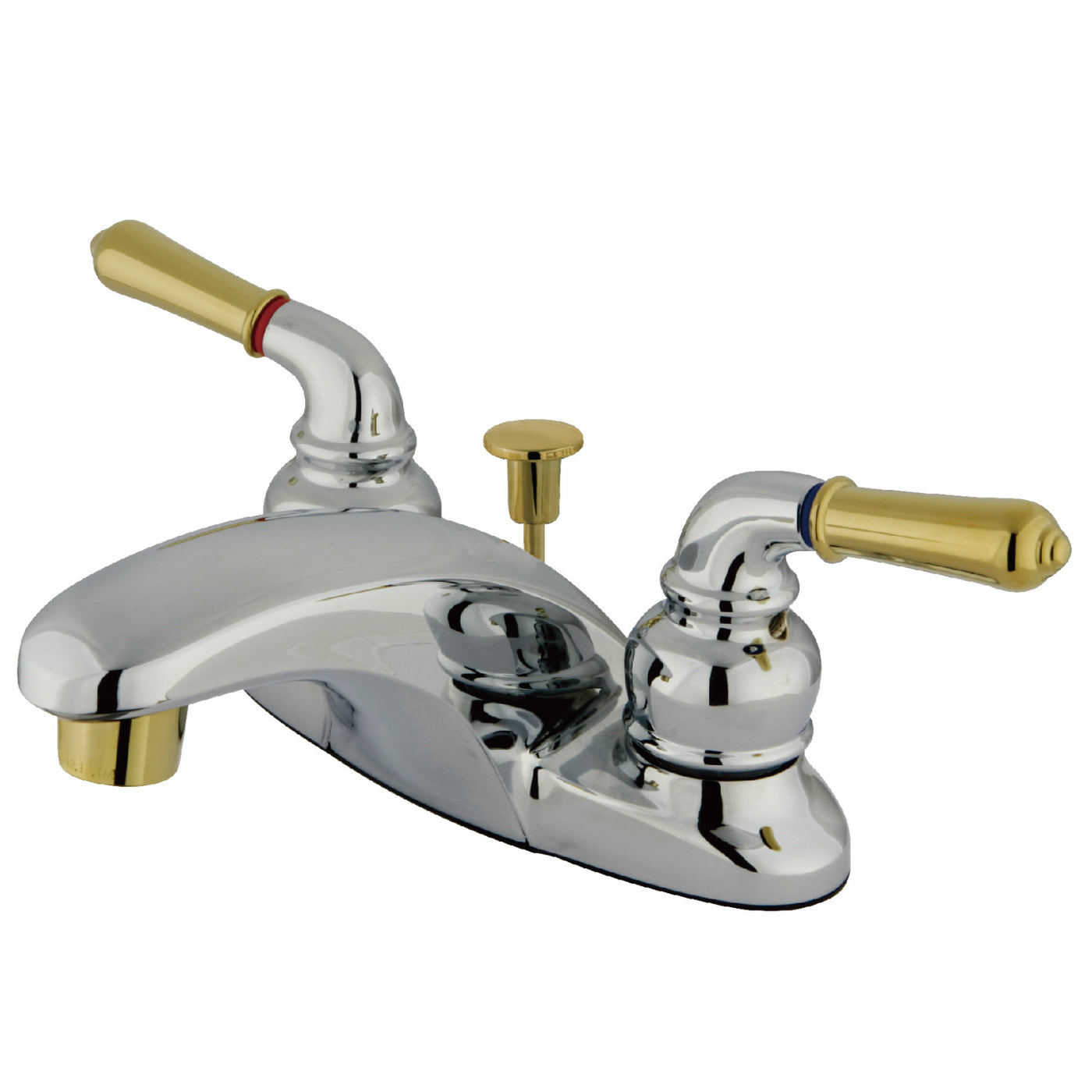 Elements of Design EB624 4-Inch Centerset Bathroom Faucet, Polished Chrome/Polished Brass