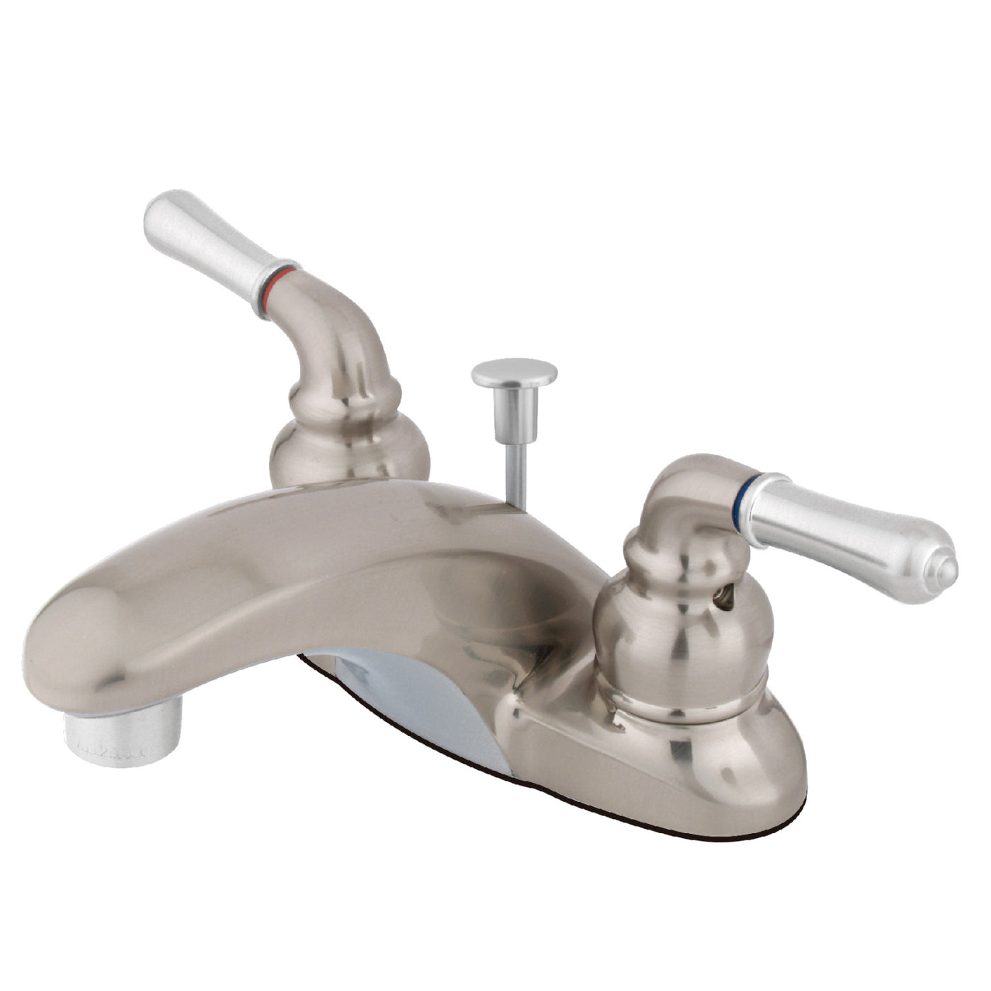 Elements of Design EB627 4-Inch Centerset Bathroom Faucet, Brushed Nickel/Polished Chrome