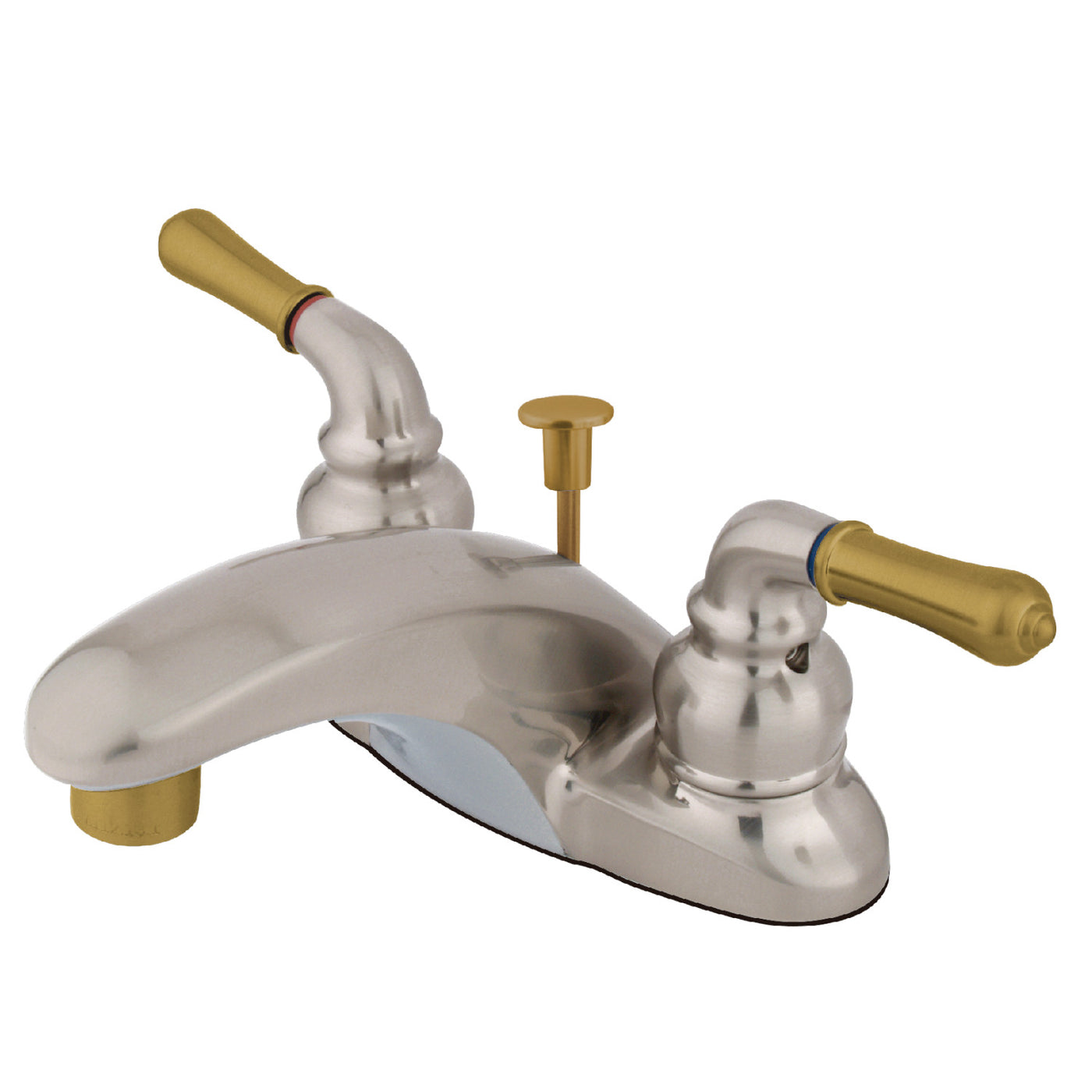 Elements of Design EB629 4-Inch Centerset Bathroom Faucet, Brushed Nickel/Polished Brass
