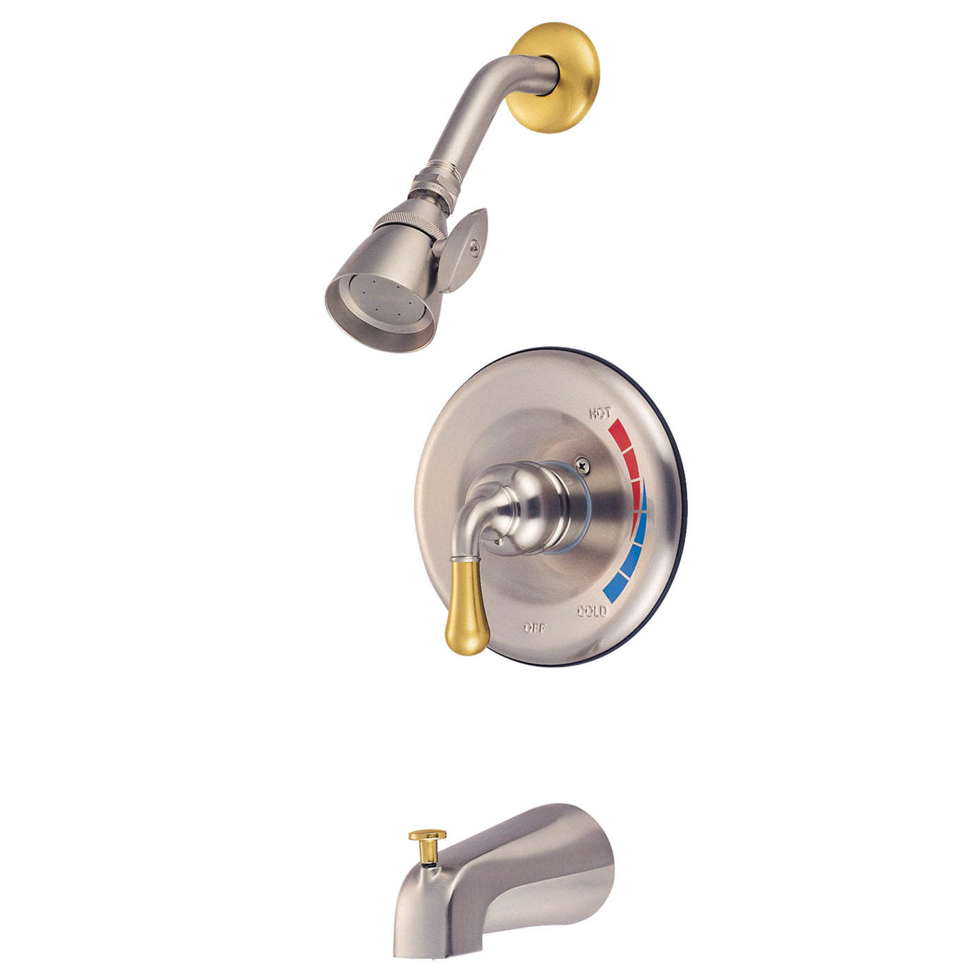Elements of Design EB639T Tub and Shower Faucet Trim Only, Brushed Nickel/Polished Brass