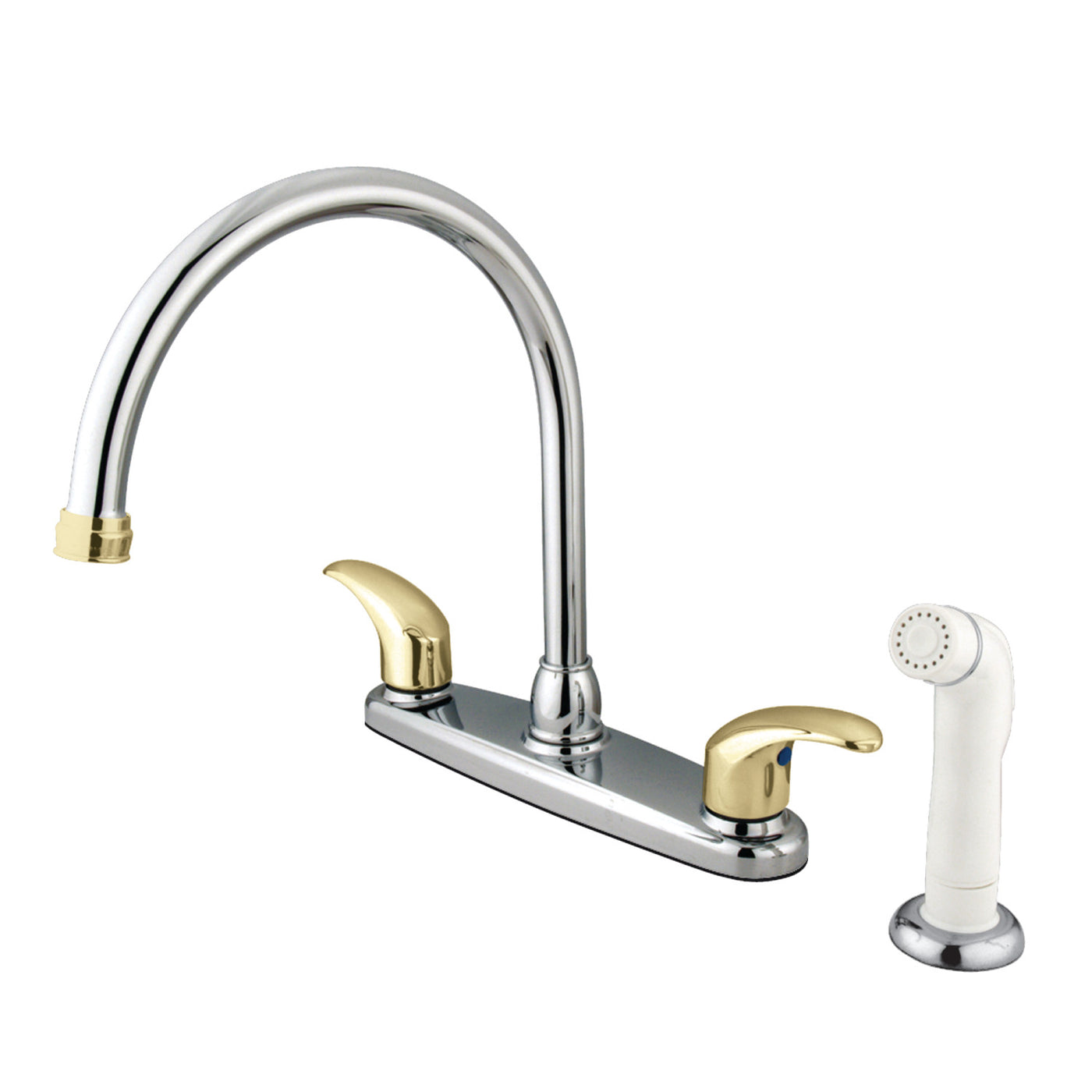 Elements of Design EB6794LL 8-Inch Centerset Kitchen Faucet, Polished Chrome/Polished Brass