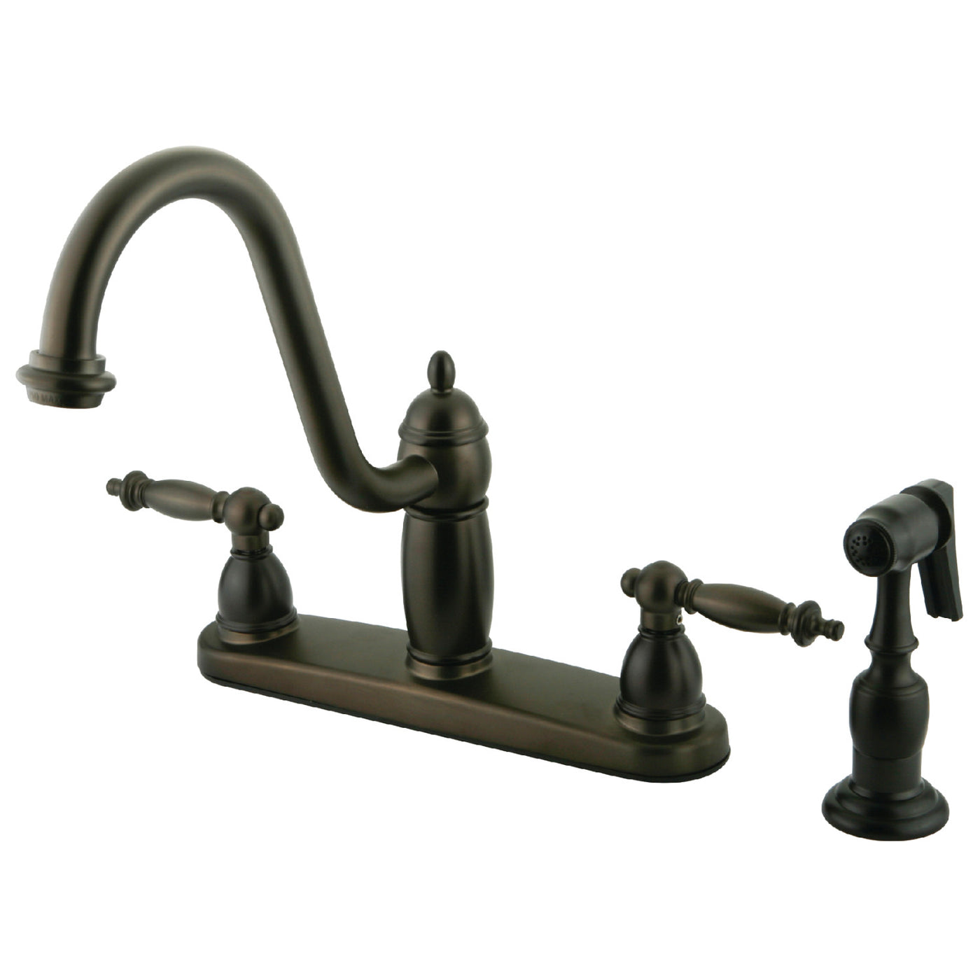 Elements of Design EB7115TLBS Centerset Kitchen Faucet with Brass Sprayer, Oil Rubbed Bronze