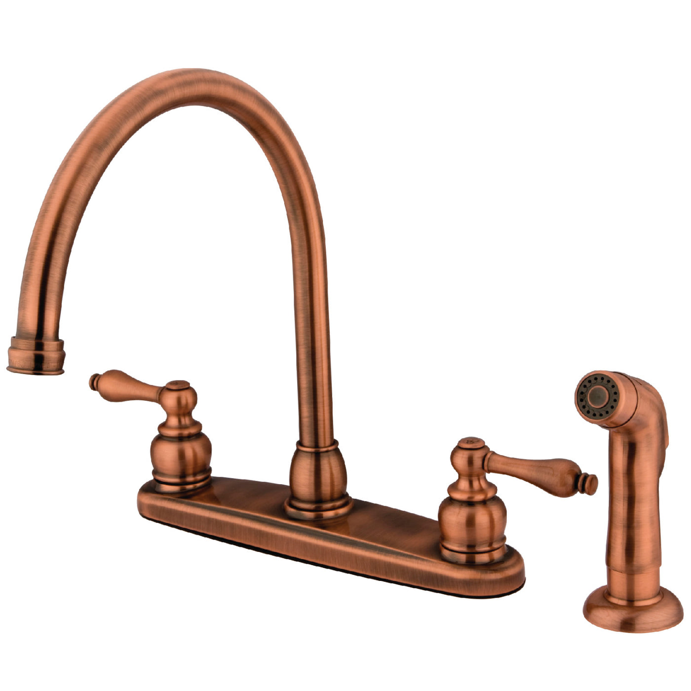 Elements of Design EB726ALSP 8-Inch Centerset Kitchen Faucet with Sprayer, Antique Copper