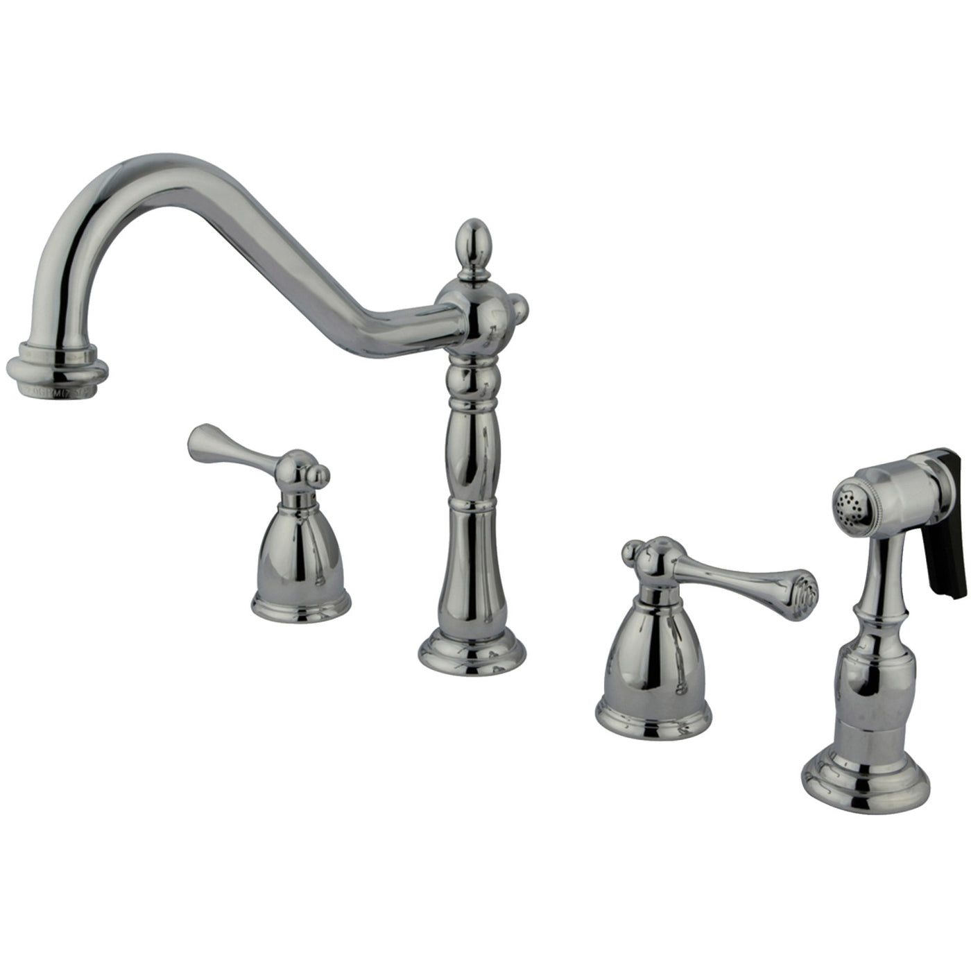Elements of Design EB7791BLBS Widespread Kitchen Faucet with Brass Sprayer, Polished Chrome