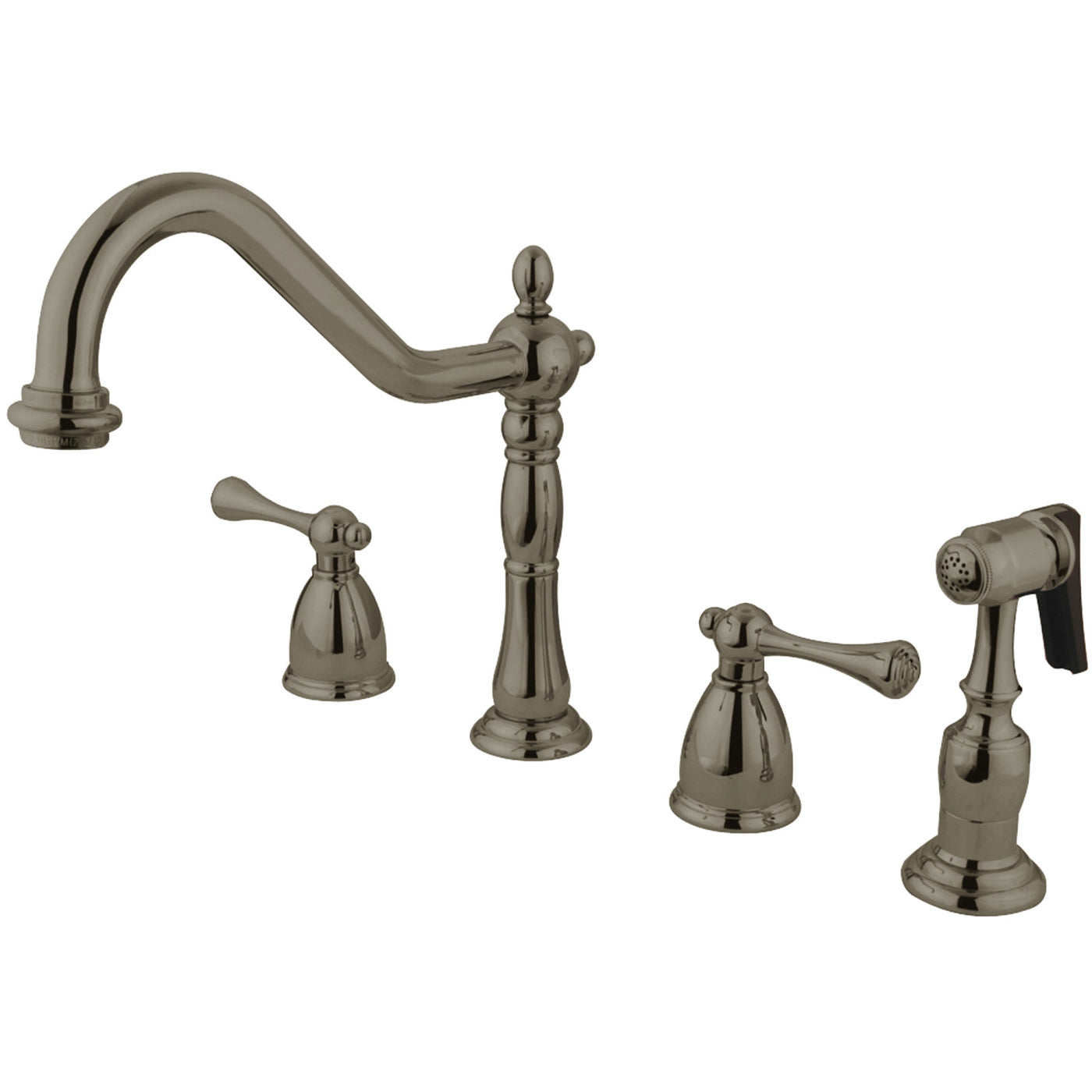 Elements of Design EB7798BLBS Widespread Kitchen Faucet with Brass Sprayer, Brushed Nickel
