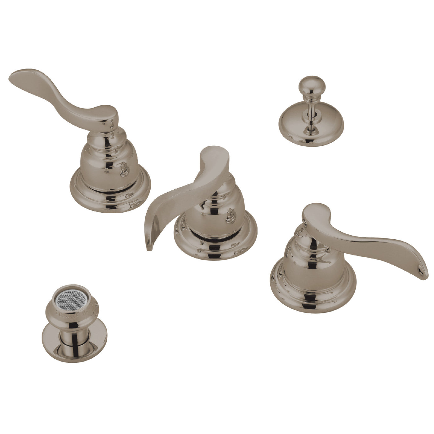 Elements of Design EB8328NFL 3-Handle Bidet Faucet with Brass Pop-Up, Brushed Nickel