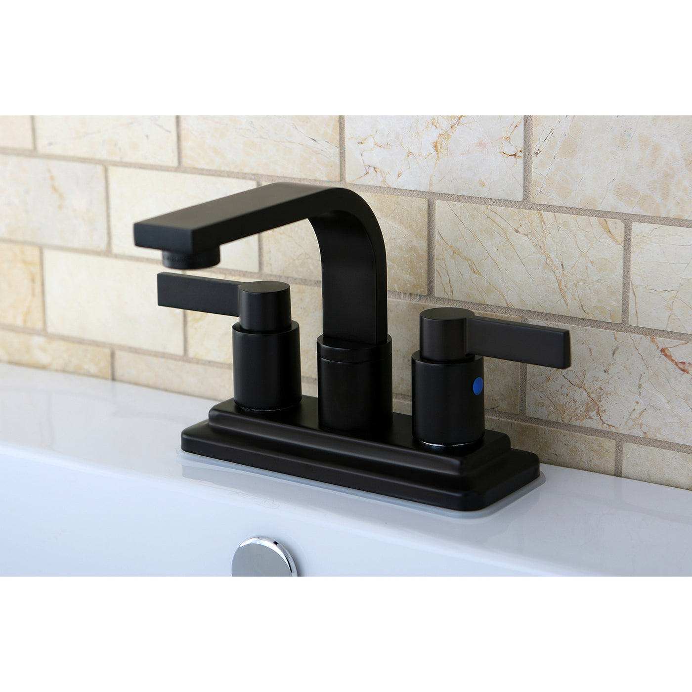 Elements of Design EB8465NDL 4-Inch Centerset Bathroom Faucet with Push Pop-Up, Oil Rubbed Bronze