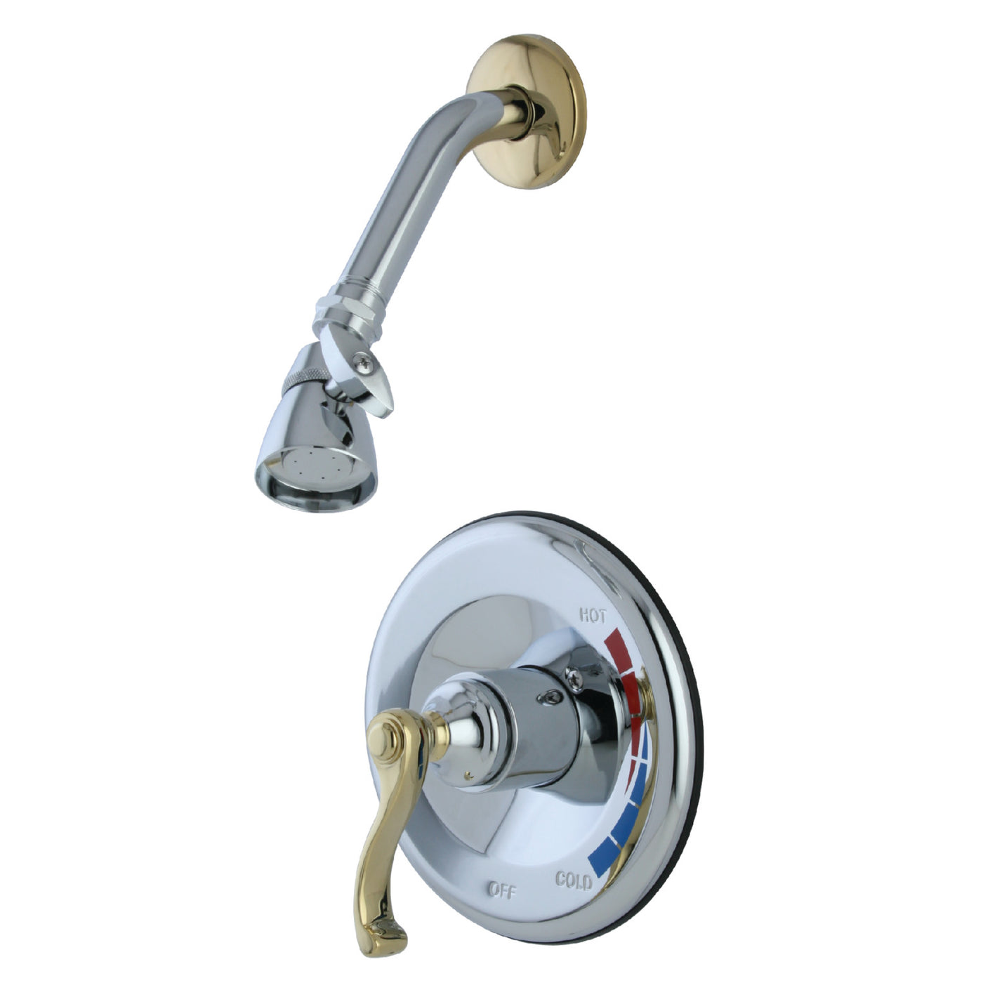 Elements of Design EB8634FLSO Shower Faucet, Polished Chrome/Polished Brass