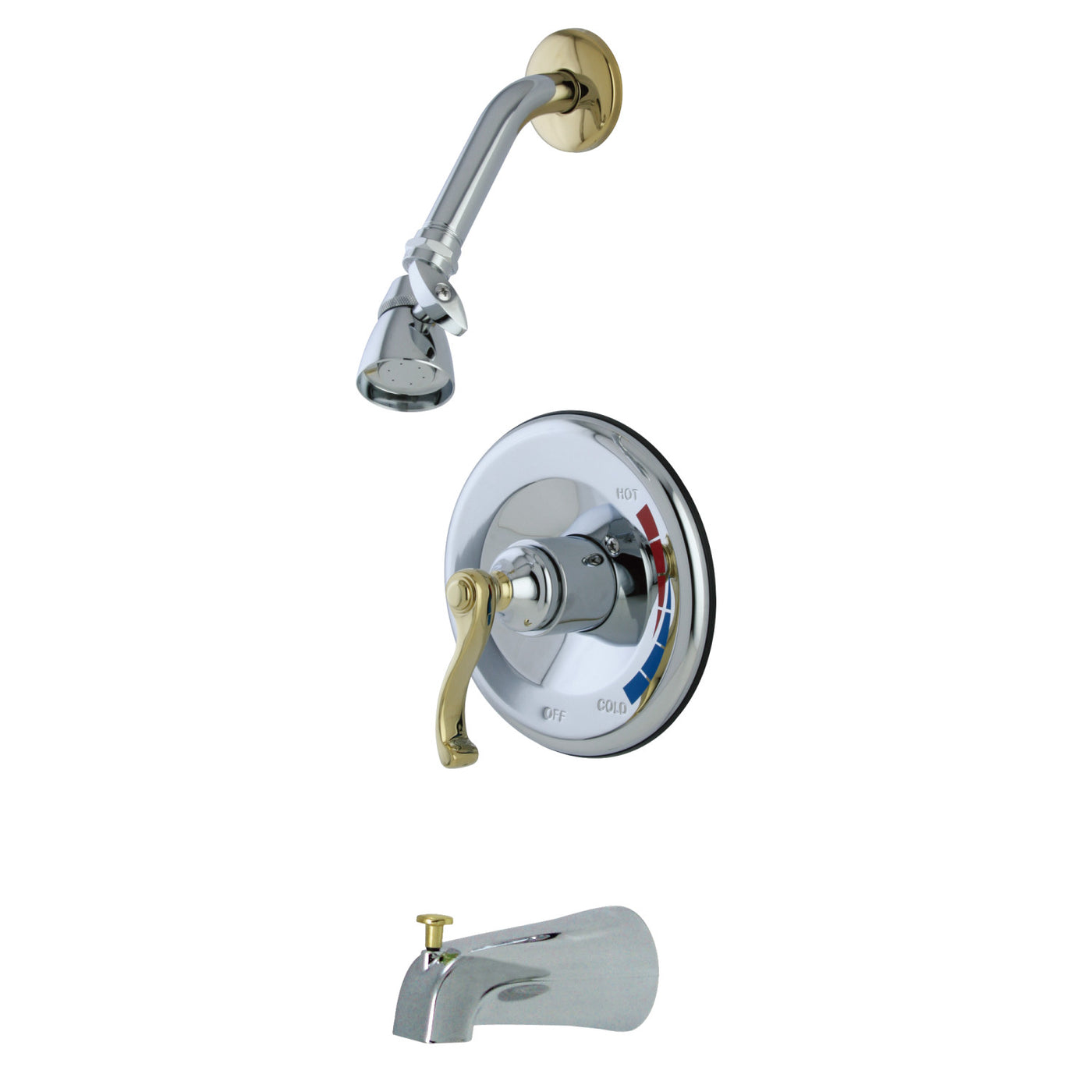 Elements of Design EB8634FLT Tub and Shower Faucet Trim Only, Polished Chrome/Polished Brass