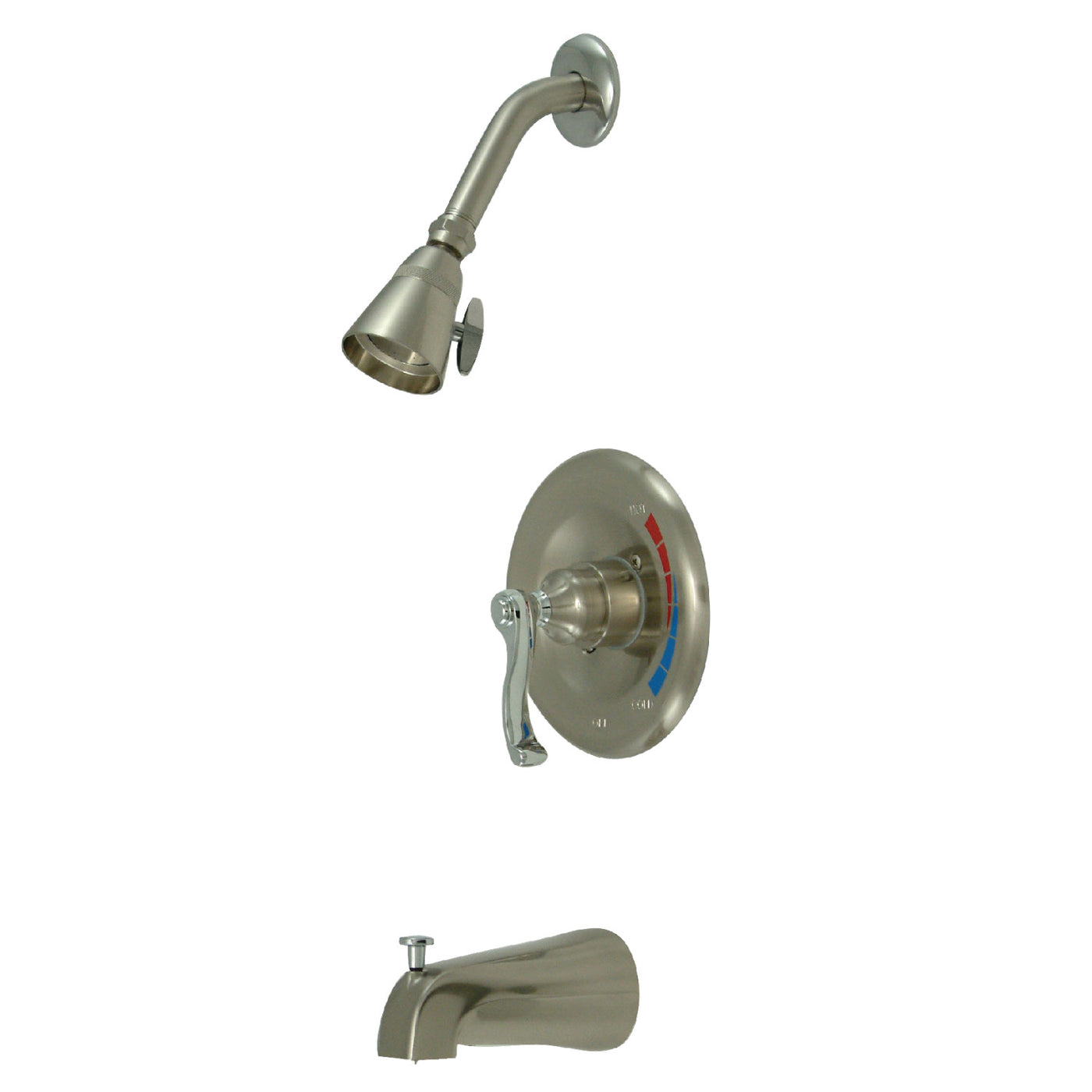 Elements of Design EB8637FL Tub and Shower Faucet, Brushed Nickel/Polished Chrome