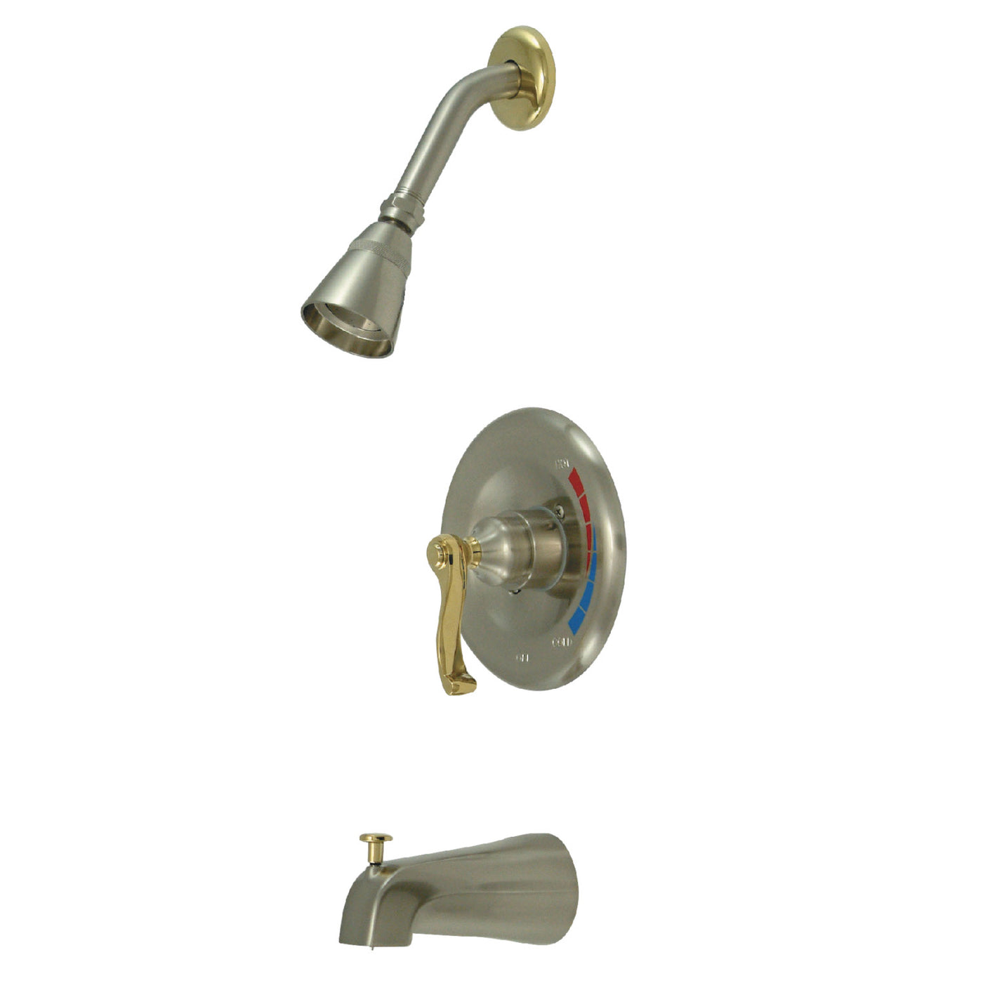 Elements of Design EB8639FLT Tub and Shower Faucet Trim Only, Brushed Nickel/Polished Brass