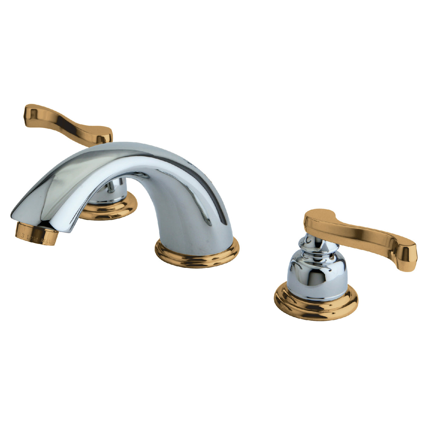 Elements of Design EB8964FL Widespread Bathroom Faucet with Retail Pop-Up, Polished Chrome/Polished Brass