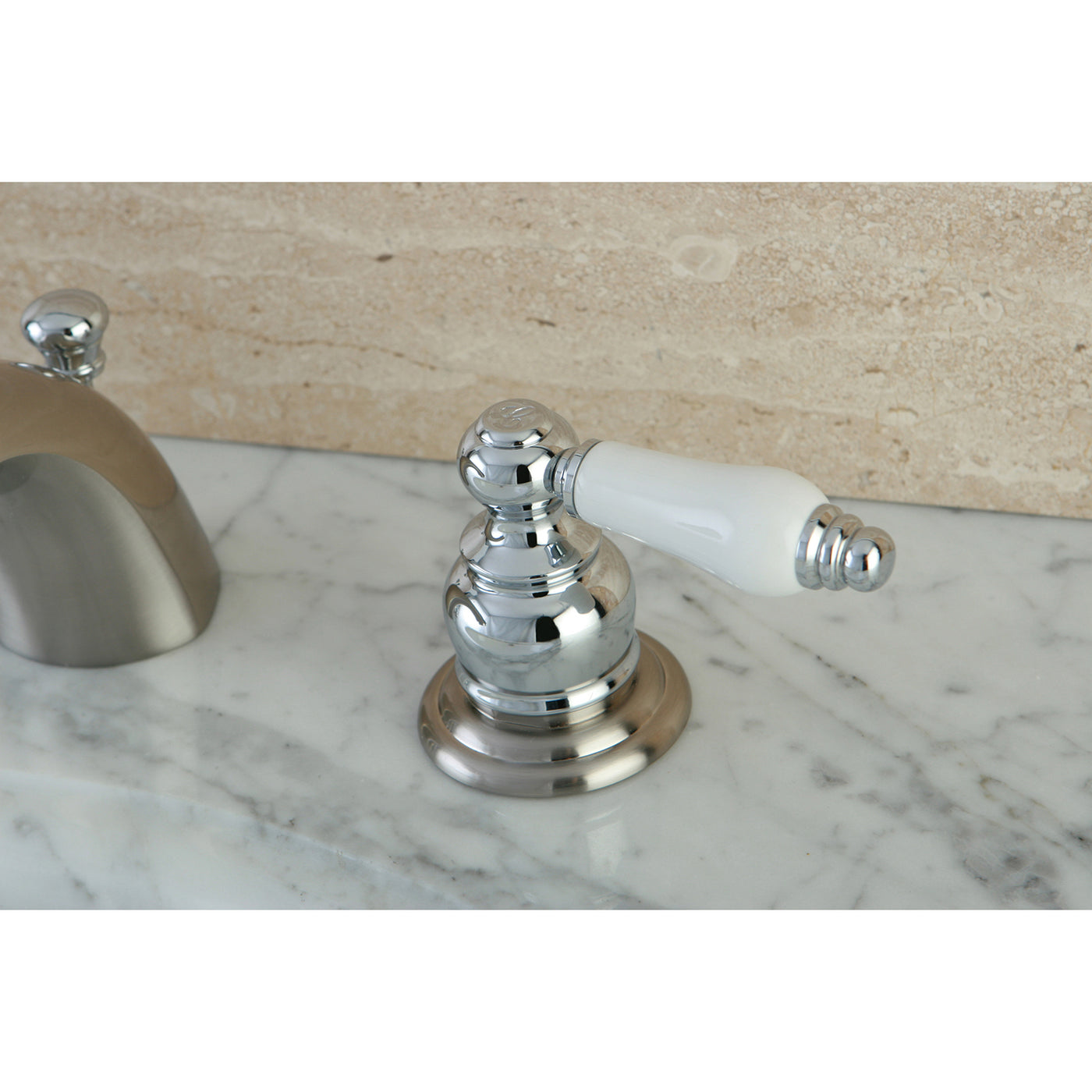 Elements of Design EB947B Mini-Widespread Bathroom Faucet with Retail Pop-Up, Brushed Nickel/Polished Chrome