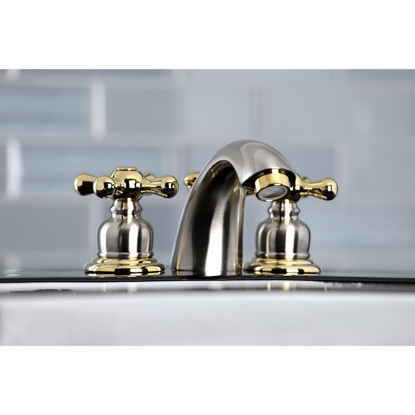 Elements of Design EB949AX Mini-Widespread Bathroom Faucet, Brushed Nickel/Polished Brass