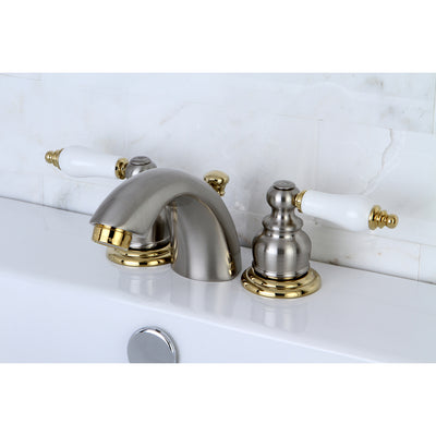 Elements of Design EB949B Mini-Widespread Bathroom Faucet with Retail Pop-Up, Brushed Nickel/Polished Brass