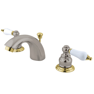 Elements of Design EB949B Mini-Widespread Bathroom Faucet with Retail Pop-Up, Brushed Nickel/Polished Brass