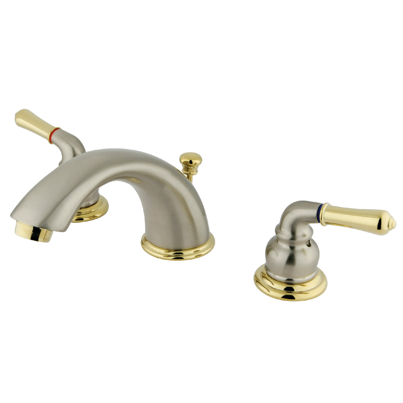 Elements of Design EB969 Widespread Bathroom Faucet with Retail Pop-Up, Brushed Nickel/Polished Brass