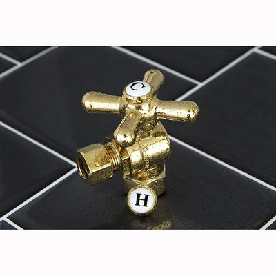 Elements of Design ECC33102X 3/8-Inch FIP x 3/8-Inch OD Comp Quarter-Turn Angle Stop Valve, Polished Brass