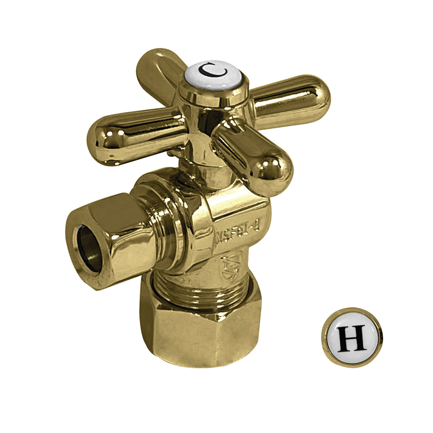 Elements of Design ECC33102X 3/8-Inch FIP x 3/8-Inch OD Comp Quarter-Turn Angle Stop Valve, Polished Brass