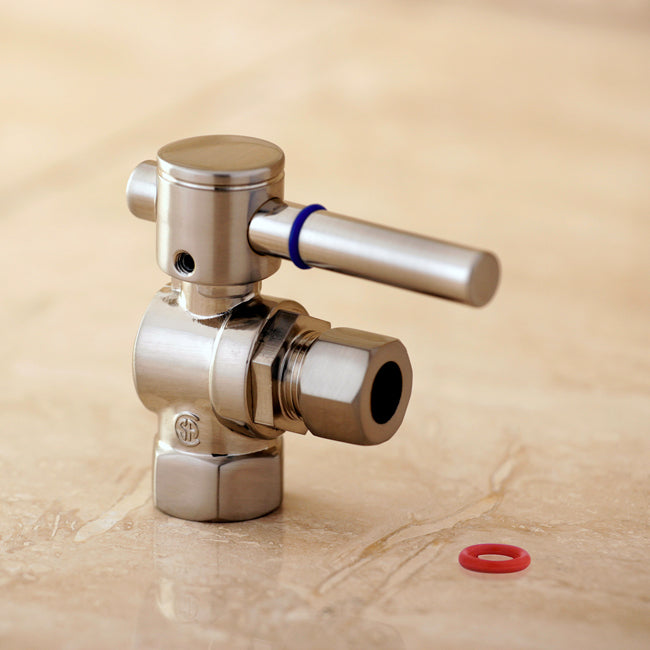Elements of Design ECC33108DL 3/8-Inch FIP x 3/8-Inch OD Comp Quarter-Turn Angle Stop Valve, Brushed Nickel