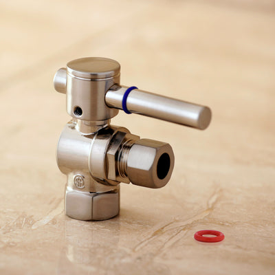 Elements of Design ECC33108DL 3/8-Inch FIP x 3/8-Inch OD Comp Quarter-Turn Angle Stop Valve, Brushed Nickel