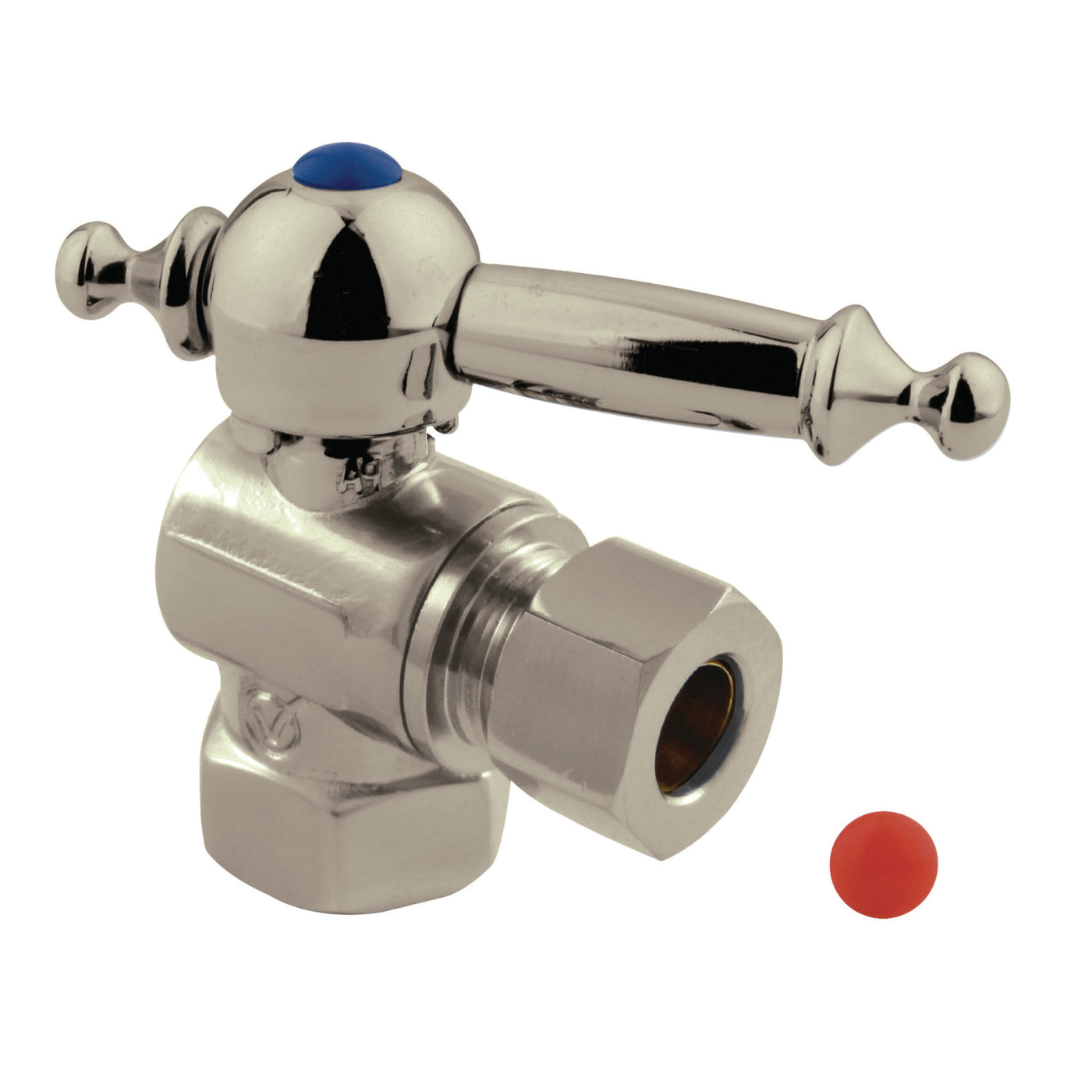 Elements of Design ECC33108TL 3/8-Inch FIP x 3/8-Inch OD Comp Quarter-Turn Angle Stop Valve, Brushed Nickel