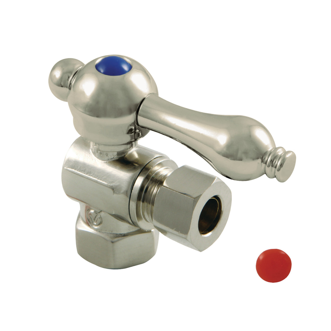 Elements of Design ECC33108 3/8-Inch FIP x 3/8-Inch OD Comp Quarter-Turn Angle Stop Valve, Brushed Nickel