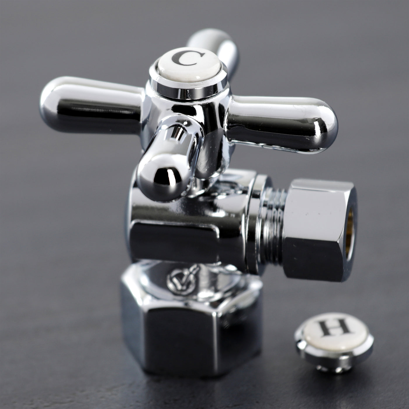 Elements of Design ECC43101X 1/2-Inch FIP x 3/8-Inch OD Comp Quarter-Turn Angle Stop Valve, Polished Chrome