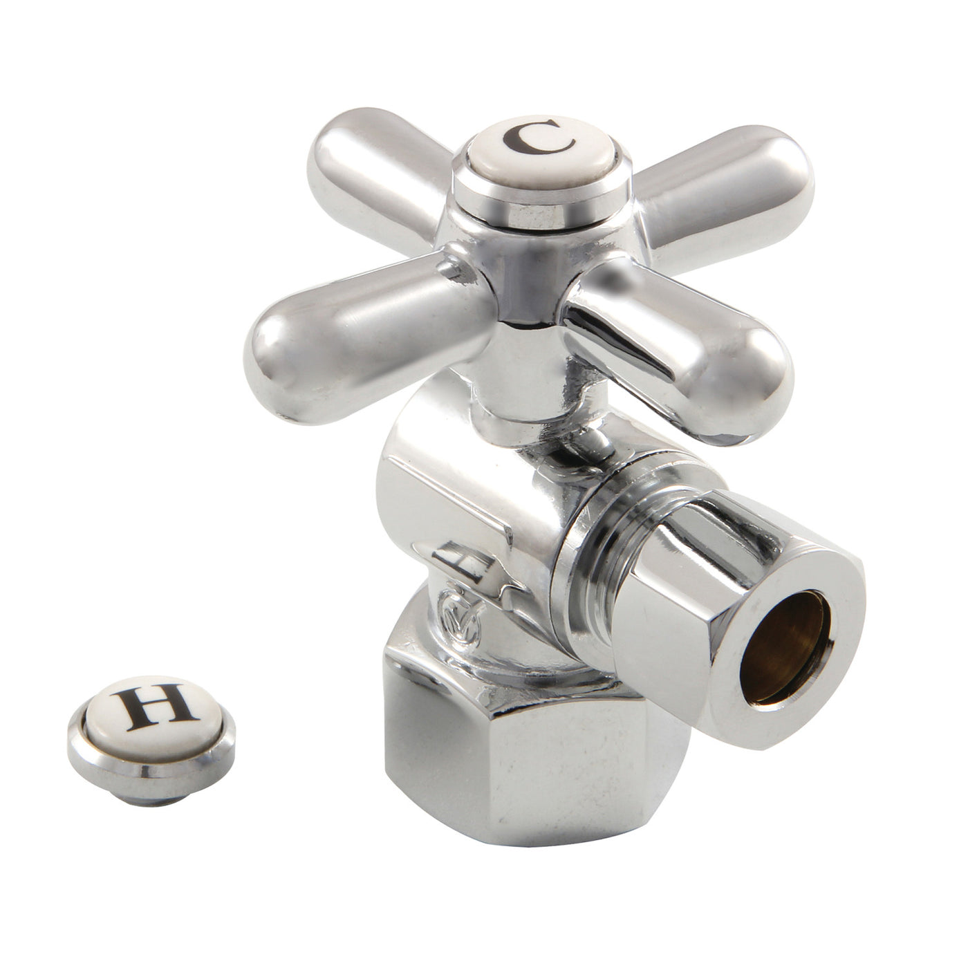 Elements of Design ECC43101X 1/2-Inch FIP x 3/8-Inch OD Comp Quarter-Turn Angle Stop Valve, Polished Chrome
