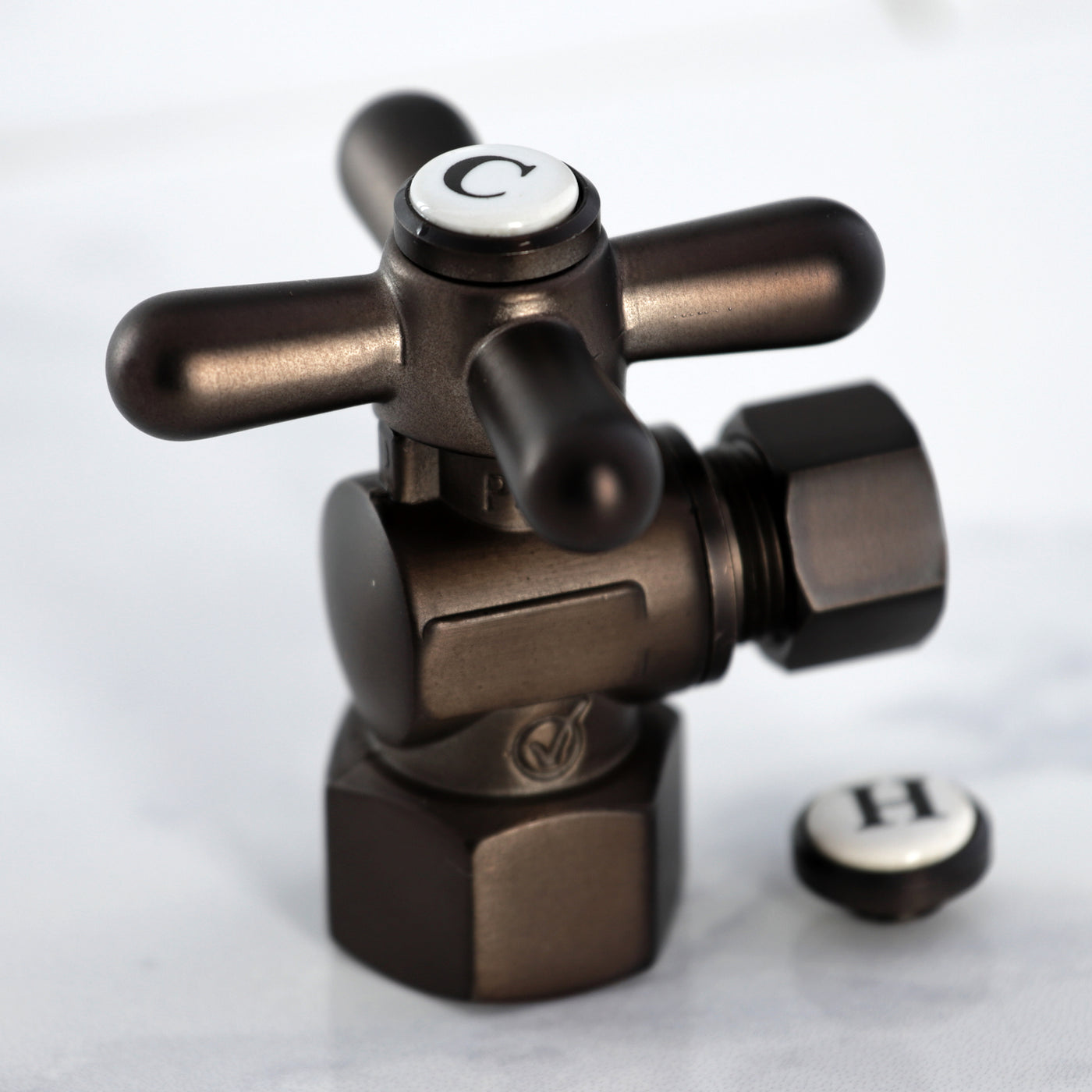 Elements of Design ECC43105X 1/2-Inch FIP x 3/8-Inch OD Comp Quarter-Turn Angle Stop Valve, Oil Rubbed Bronze