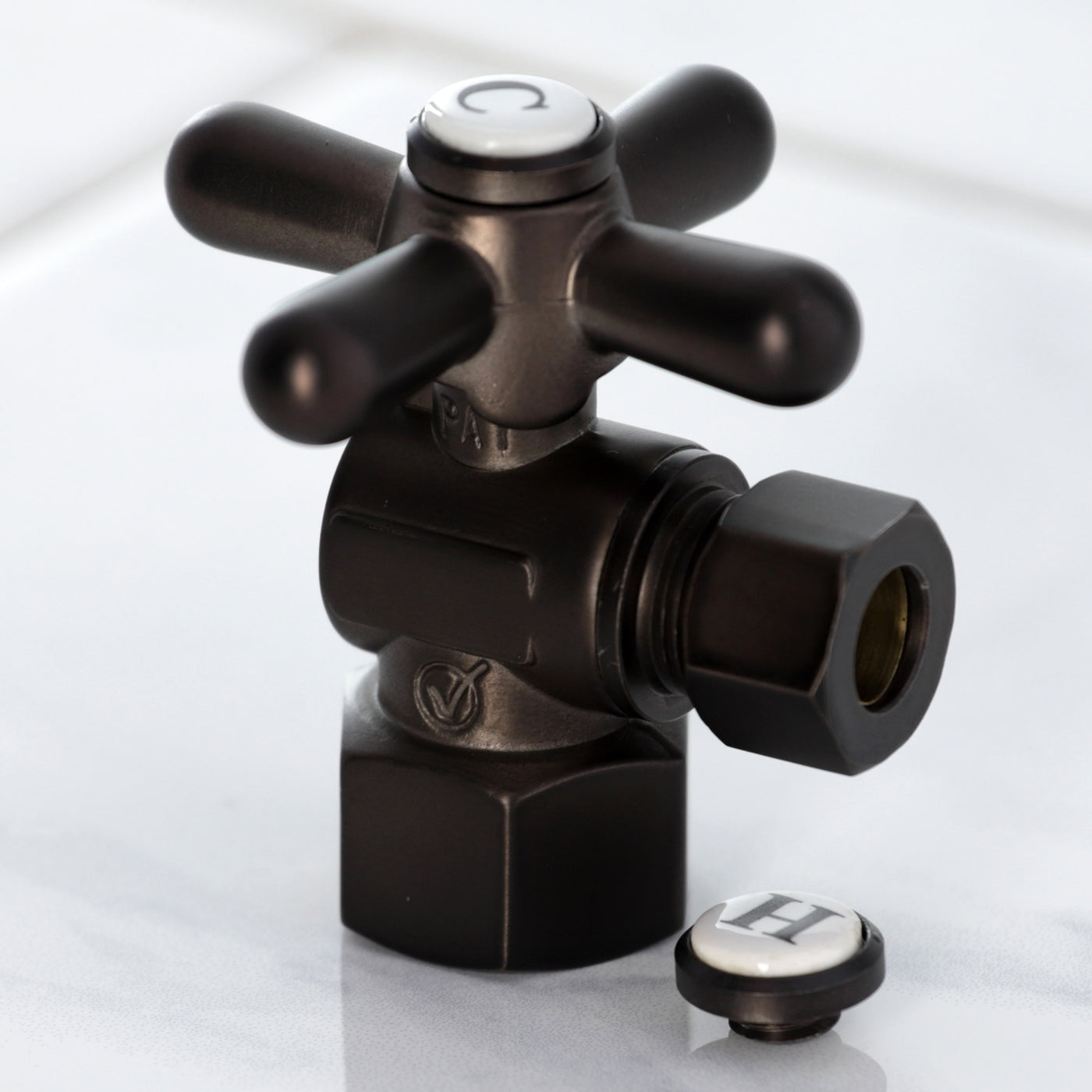 Elements of Design ECC43105X 1/2-Inch FIP x 3/8-Inch OD Comp Quarter-Turn Angle Stop Valve, Oil Rubbed Bronze