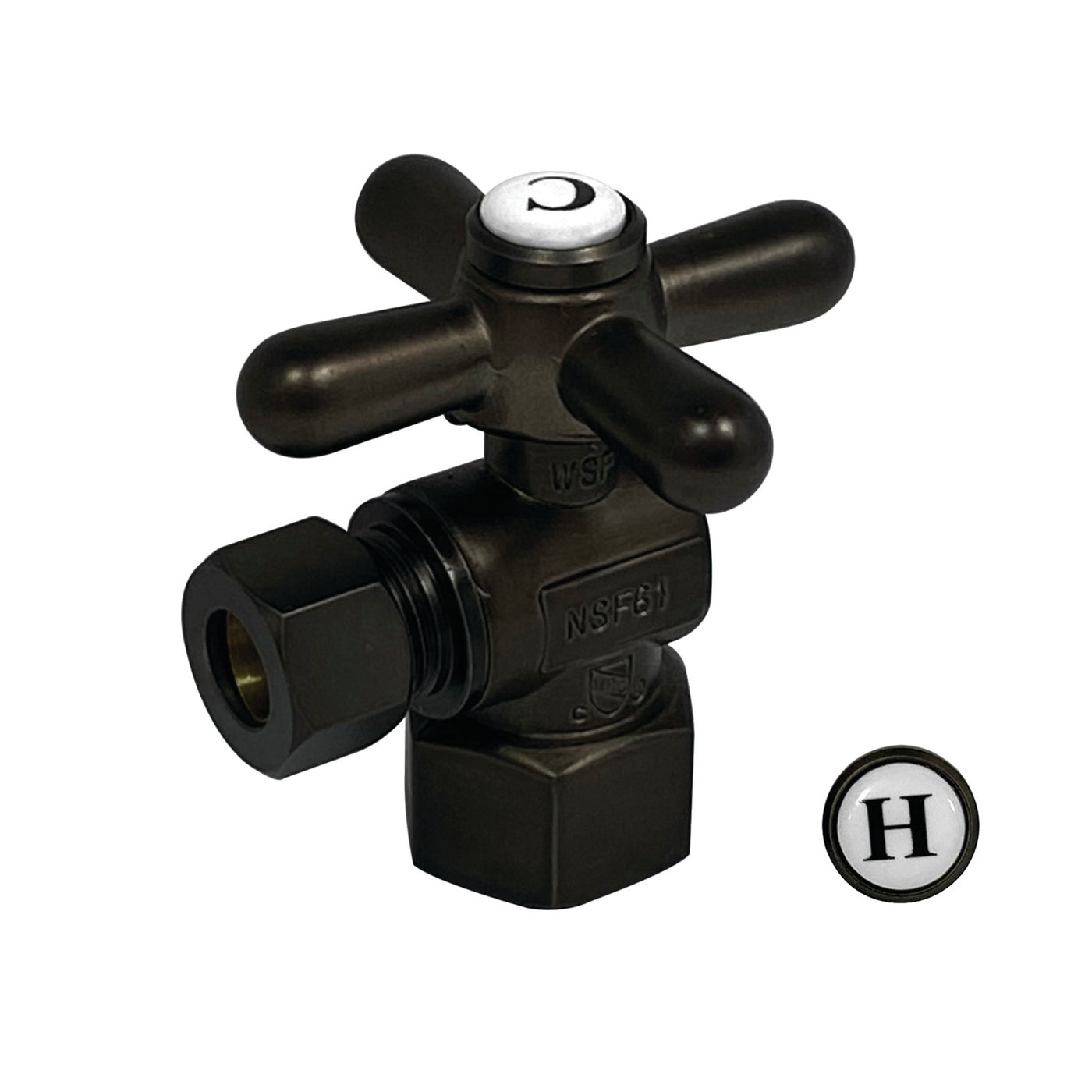 Elements of Design ECC43105X 1/2-Inch FIP x 3/8-Inch OD Comp Quarter-Turn Angle Stop Valve, Oil Rubbed Bronze