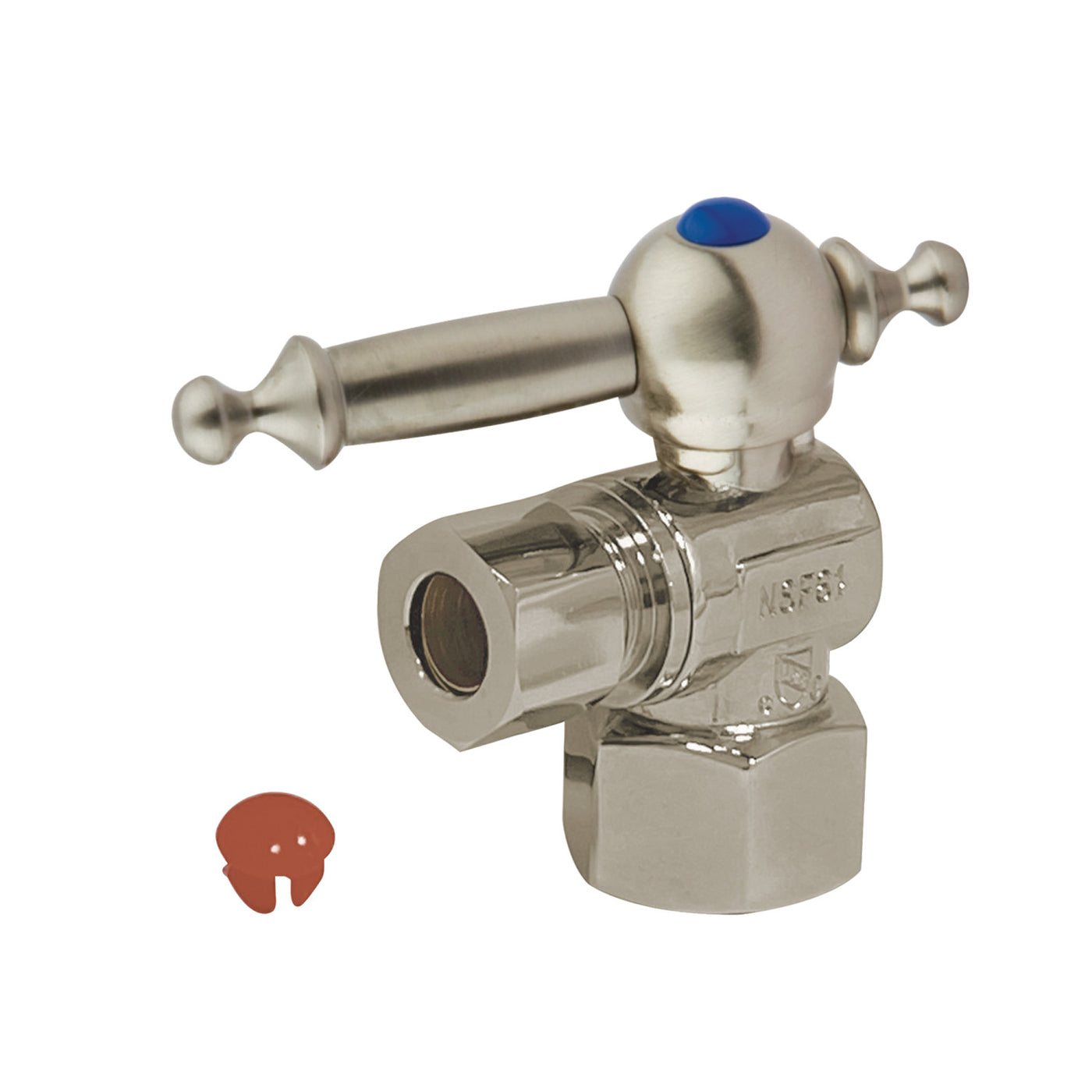 Elements of Design ECC43108TL 1/2-Inch FIP x 3/8-Inch OD Comp Quarter-Turn Angle Stop Valve, Brushed Nickel