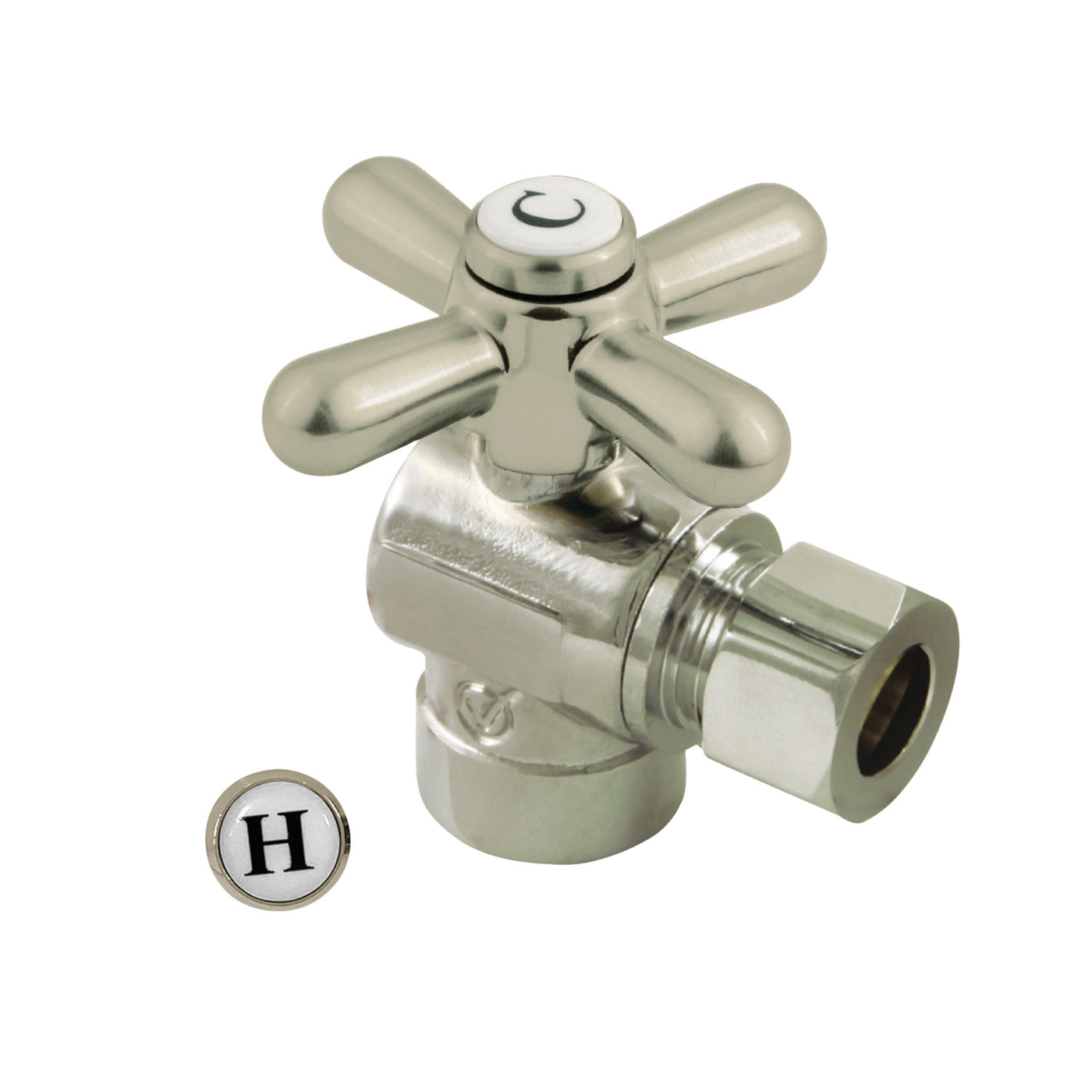 Elements of Design ECC43208X 1/2-Inch Sweat x 3/8-Inch OD Comp Angle Stop Valve, Brushed Nickel