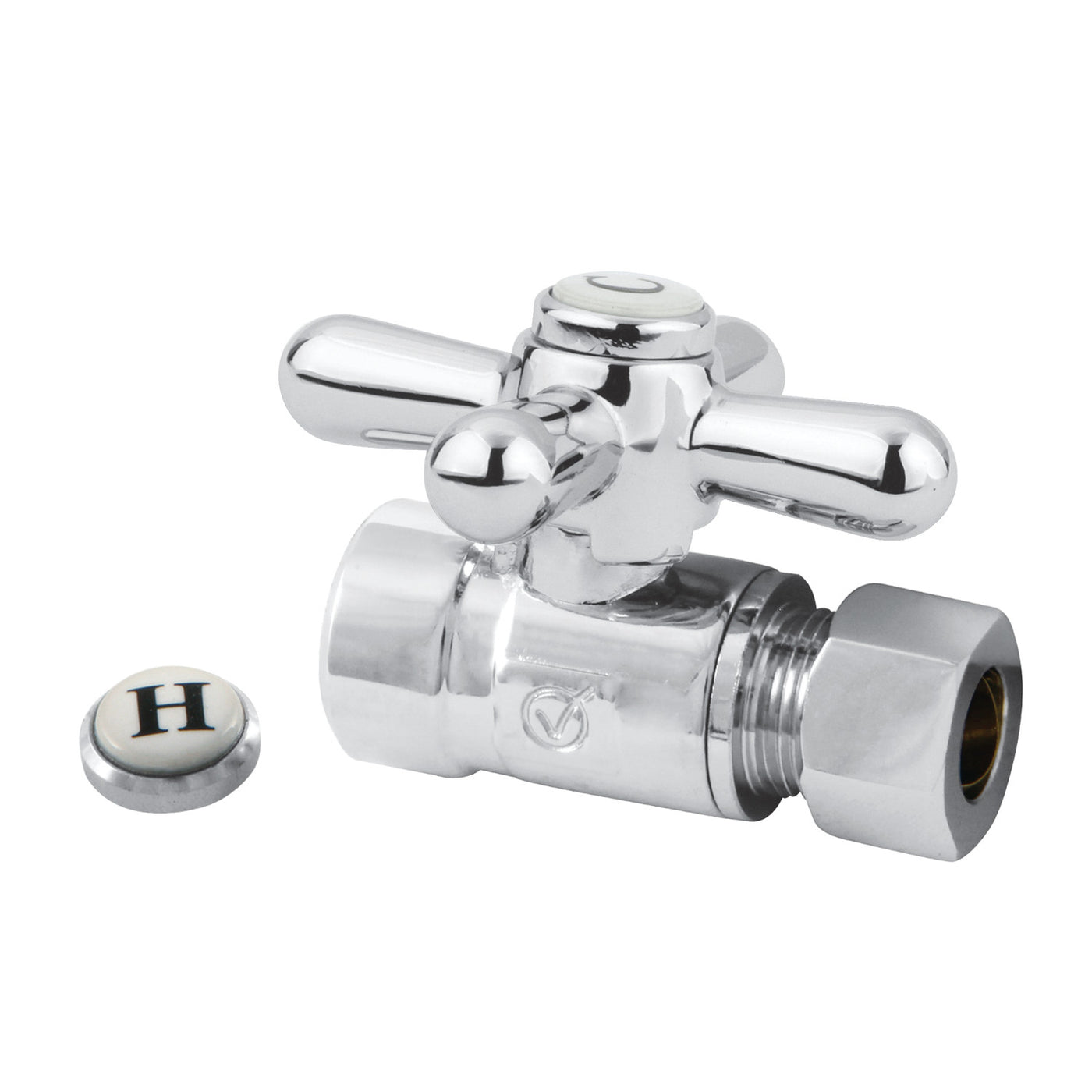 Elements of Design ECC43251X 1/2-Inch Sweat x 3/8-Inch O.D. Comp Straight Shut Off Valve, Polished Chrome