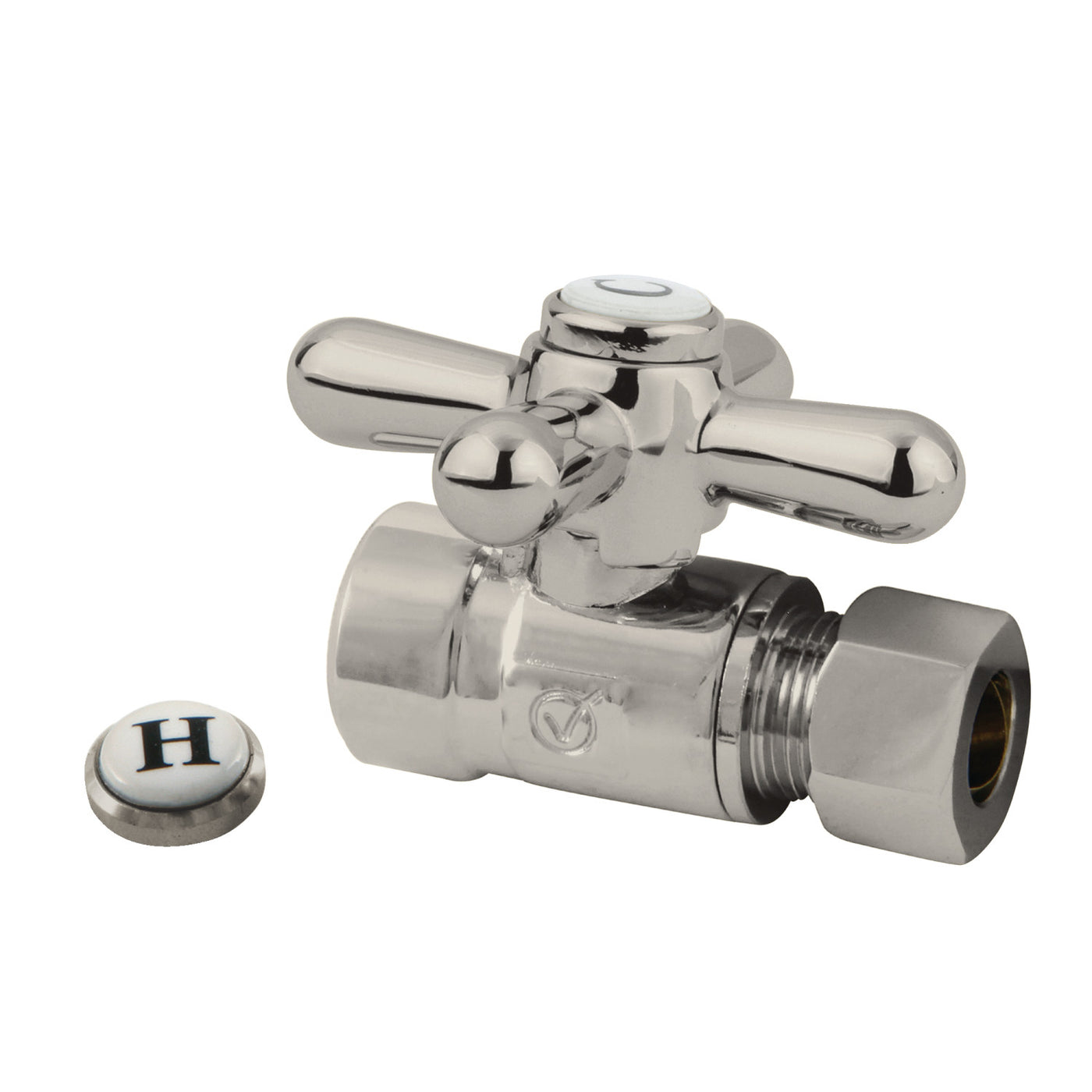 Elements of Design ECC43258X 1/2-Inch Sweat x 3/8-Inch O.D. Comp Straight Shut Off Valve, Brushed Nickel